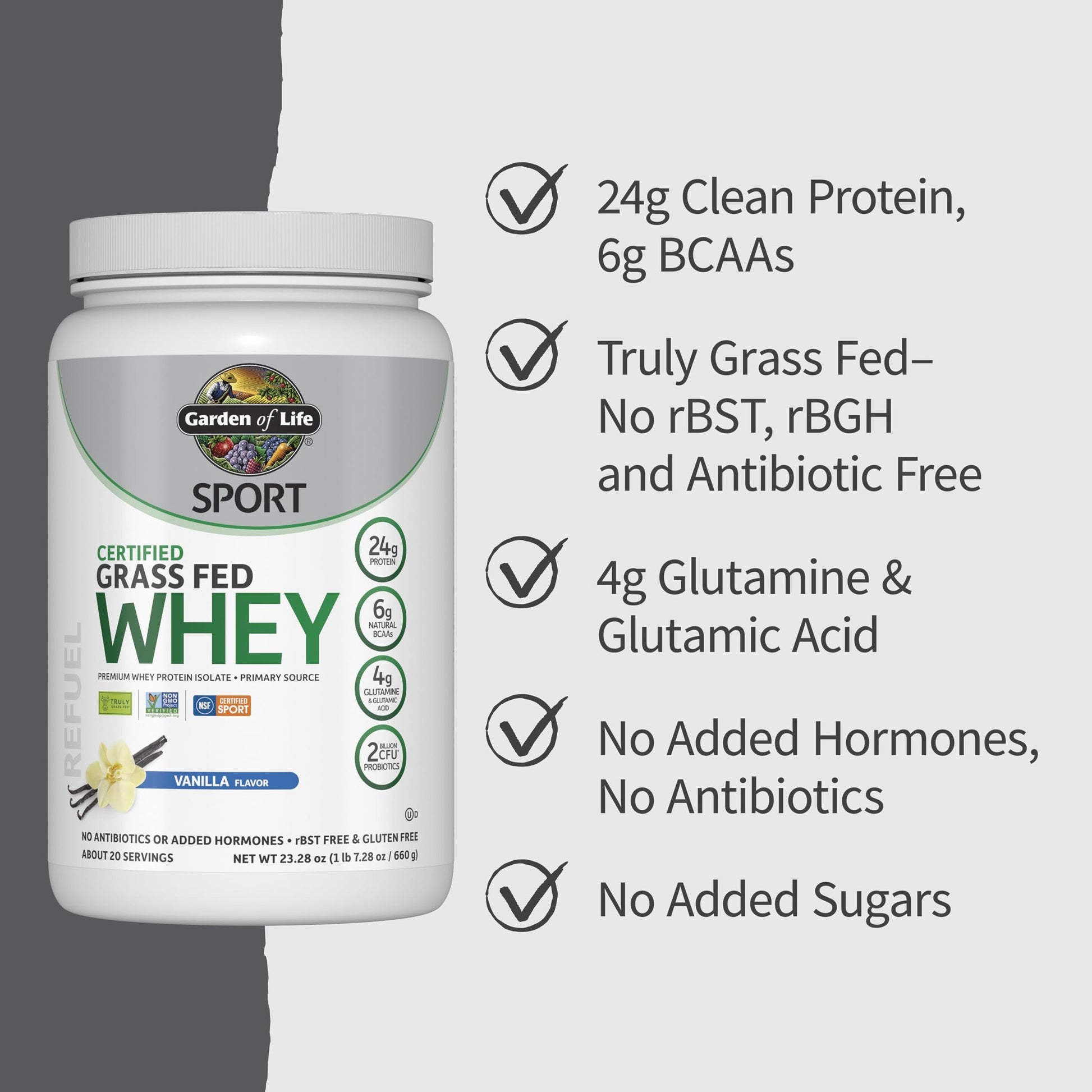 Garden Of Life, Protein Powder Sport Whey Grass Fed Vanilla, 23 Ounce - Medaid International