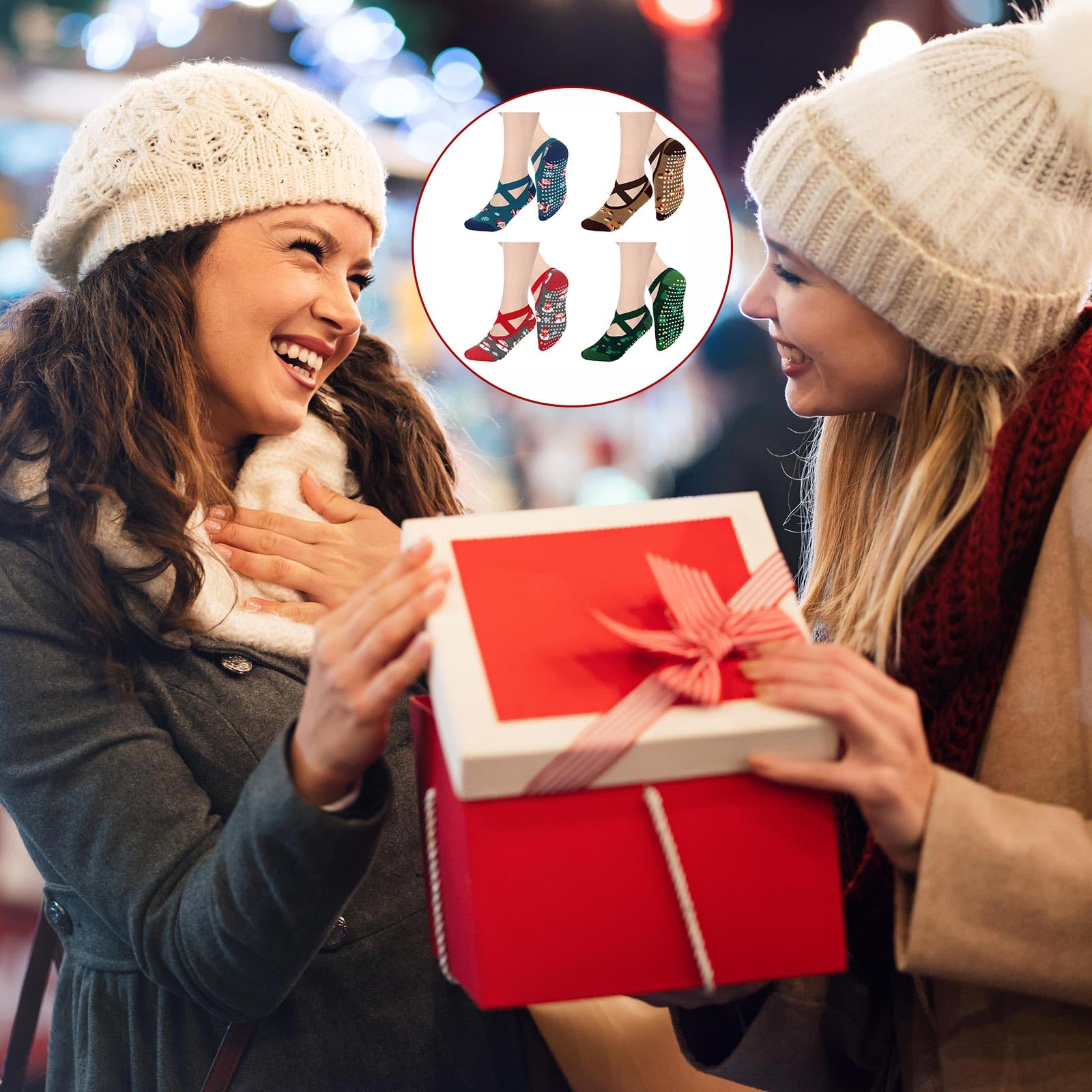 Shyyween 8 Pairs Christmas Yoga Socks for Women Non-slip Grips & Straps, Ideal for Pilates Christmas Gifts for Xmas Holiday Ballet, Dance, Barre, Hospital, Barefoot - Medaid International