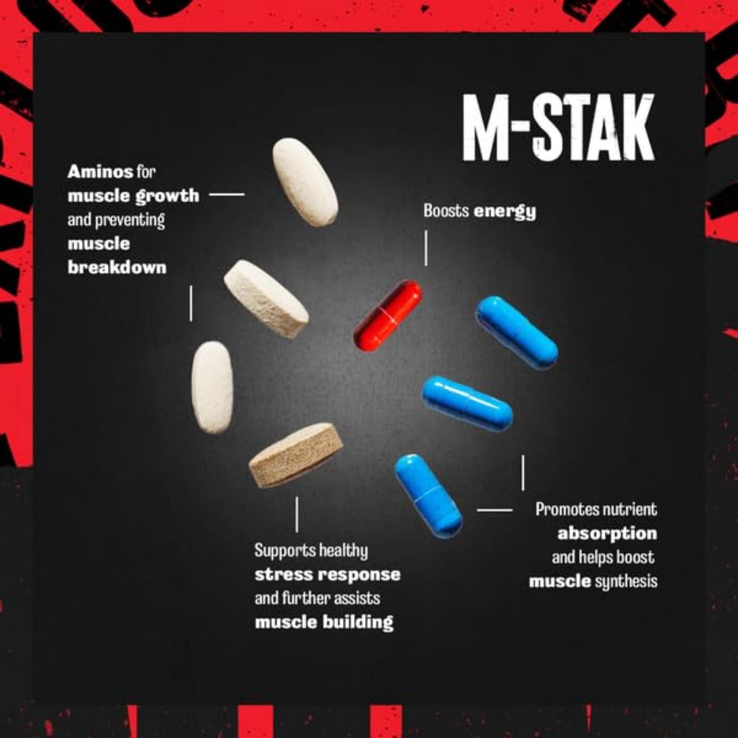 Animal M-Stak - Muscle Builder and Anabolic Mass Gainer Supplement for Bodybuilding - Lean Muscle Growth, Amino Complex and Pre Workout Energy, 21 Packs - Medaid International
