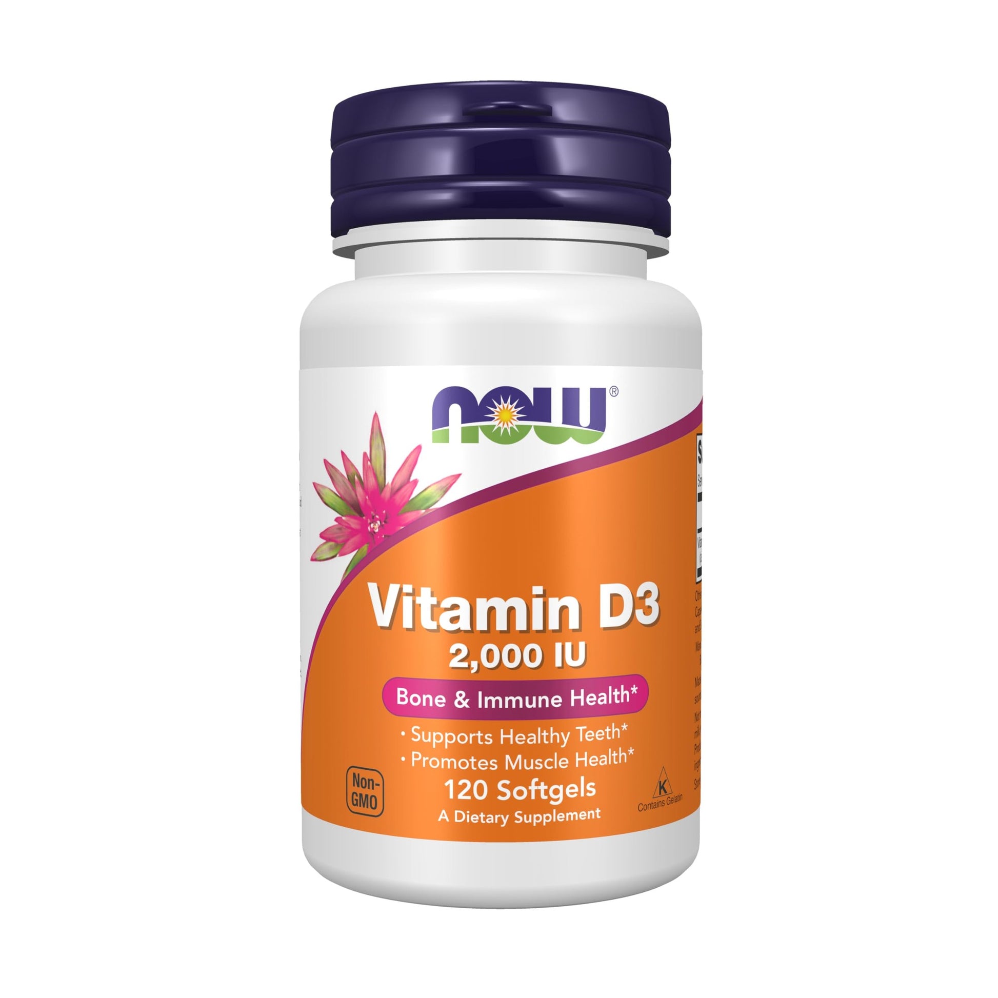 NOW Foods Supplements, Vitamin D-3 2,000 IU, High Potency, Structural Support*, 120 Softgels - Medaid International