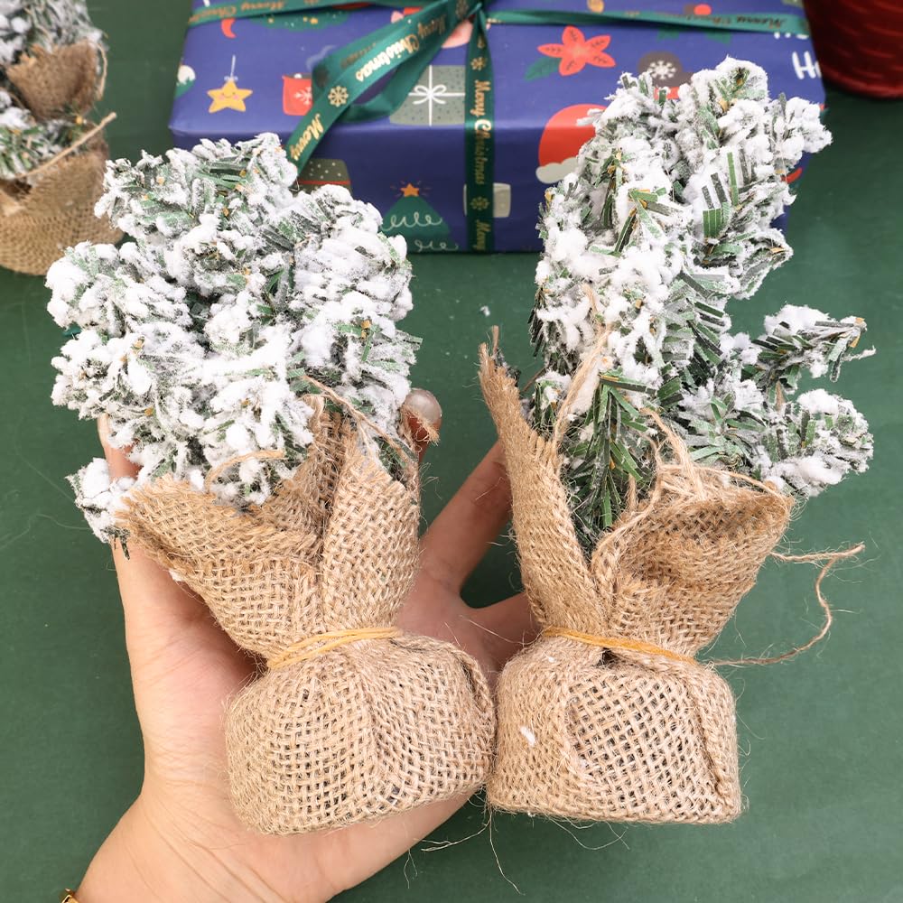 1 Piece Mini Spray Snow Christmas Tree Handmade Xmas Tree Ornament Plastic Artificial Pine Tree Festival Home Tabletop Decor 17.5 * 8 * 7cm - Medaid International