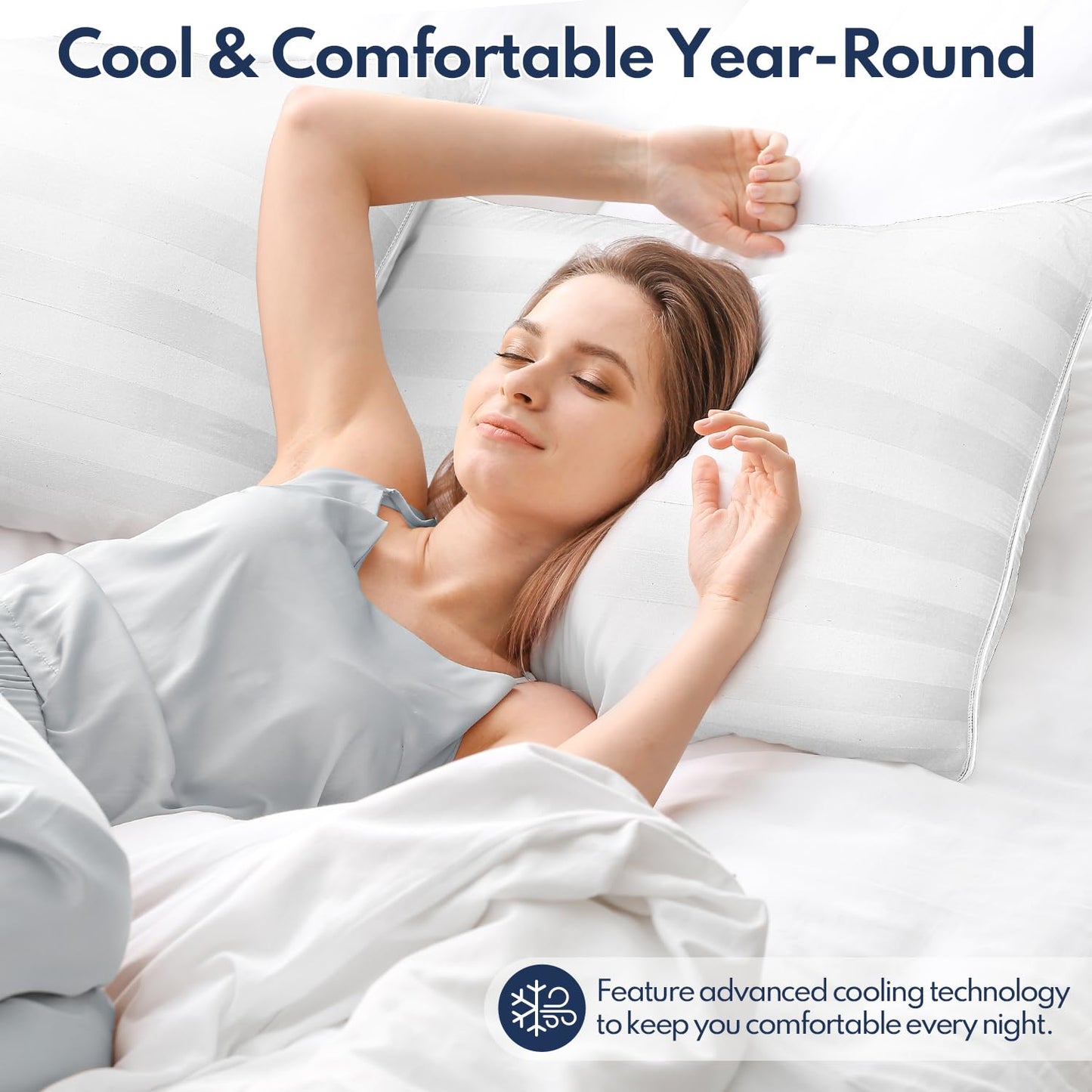 DIORIS Pillows Queen Size Set of 2 - Luxury Hotel Collection Bed Pillows for Sleeping, Supportive Side Sleeper Pillow, Fluffy Down Alternative Microfiber Filled for Back, Stomach Sleepers - Medaid International