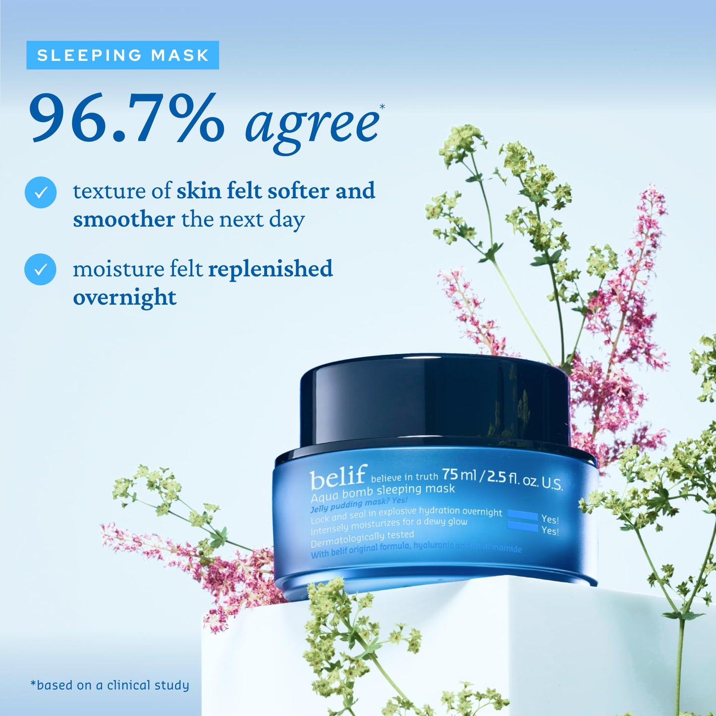 belif Vitamin E Jelly Overnight Mask – Hydrating & Plumping Face Moisturizer with Red Algae & Jojoba Oil, Deep Repair for Glass Skin, Korean Sleeping Mask for Intense Hydration & Radiance, 2.53 fl oz - Medaid International