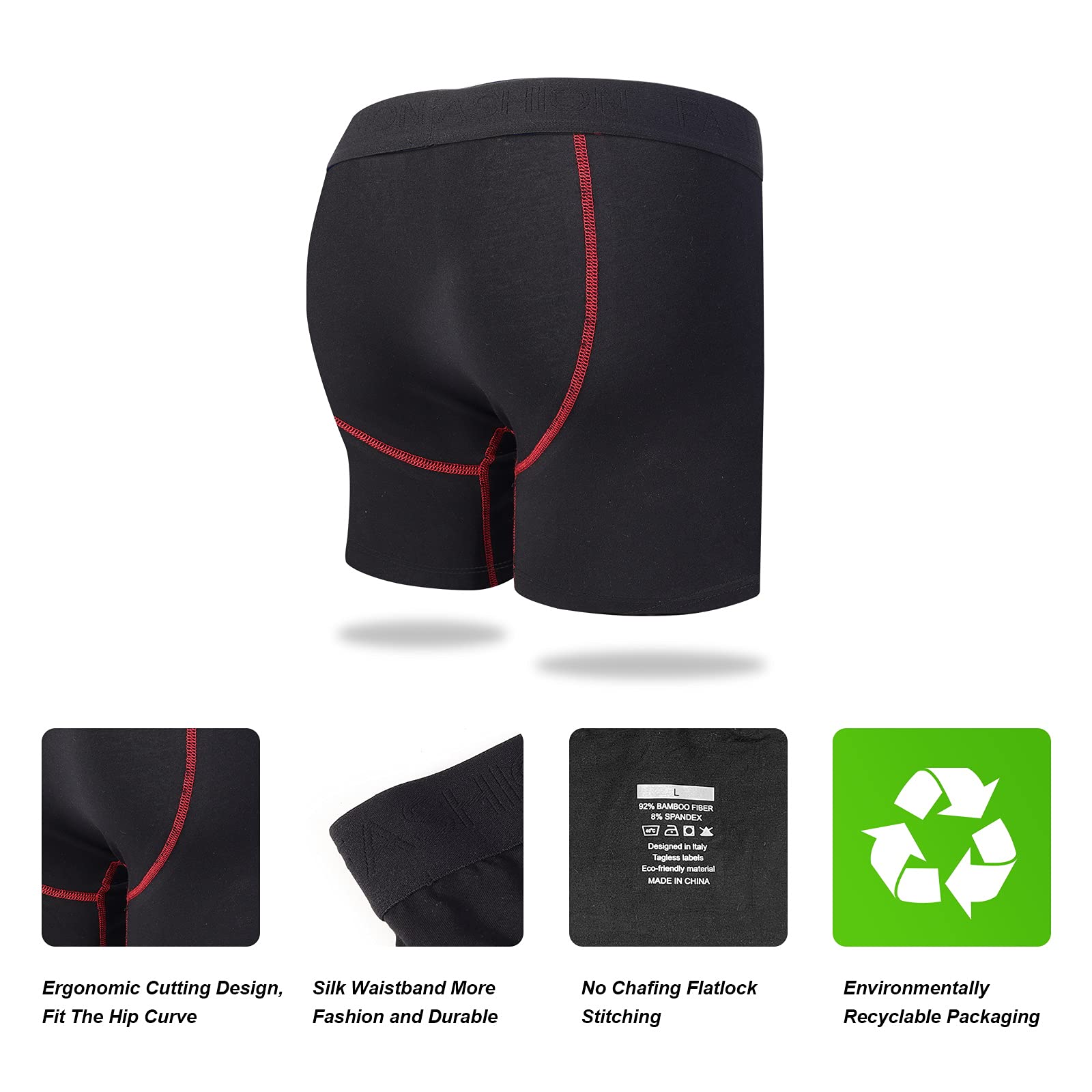 CONKEND Mens Boxer Briefs Cotton Underwear Pack Breathable no Ride up 6" Wide Waistband Tageless Boxers Briefs for Men 5Pack - Medaid International