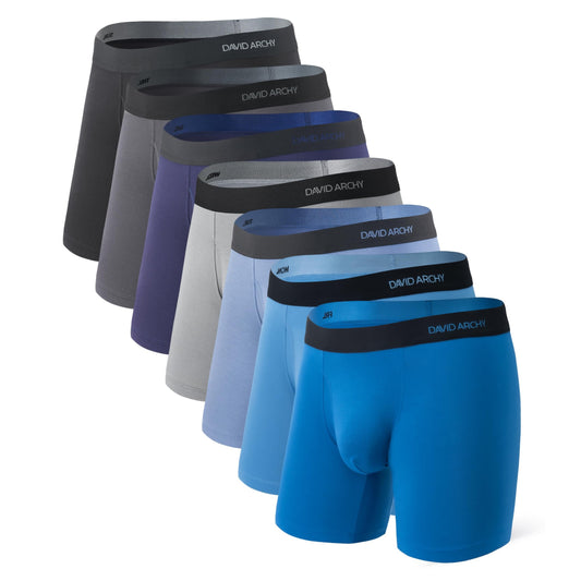 DAVID ARCHY Mens Underwear Rayon made from Bamboo 7-Pack, Wicking-Moisture & Cool Boxer Briefs with Support Pouch, Breathable Soft Stretch Boxers for Men with Fly (XXL, Dark Assorted Colors - 6.5'') - Medaid International