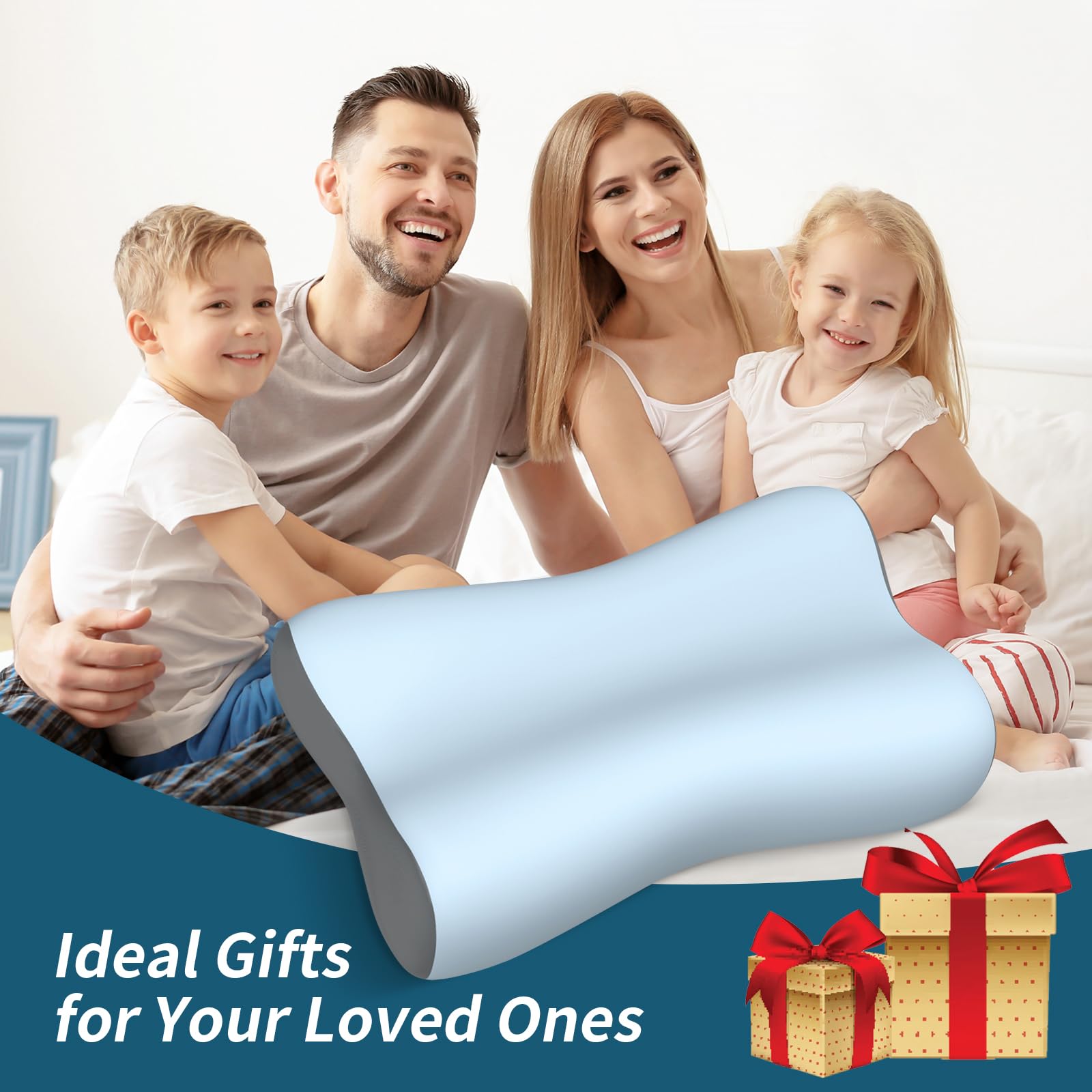 Cervical Neck Pillow, Contour Memory Foam Pillows for Neck Pain Relief, Ergonomic Pillow for Sleeping, Orthopedic Bed Pillow Neck Support Pillow for Side Back Stomach Sleepers with Cooling Pillowcase - Medaid International