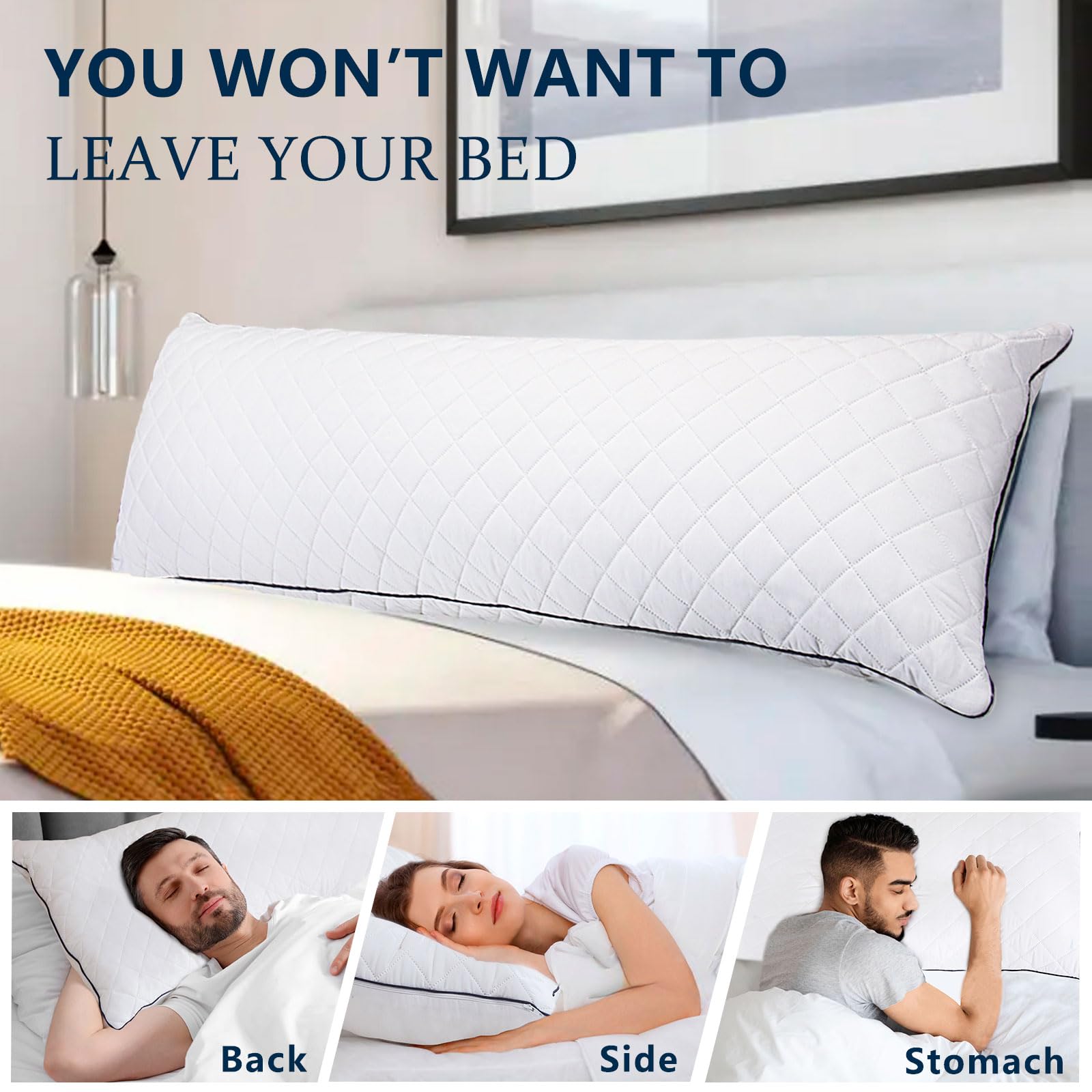 1 MIDDLE ONE Body Pillow, Memory Foam Body Pillows for Adults Sleeping, Long Pillow for Bed, Big Large Firm Full Body Pillow for Side Sleeper, 20x54 Inch, White - Medaid International