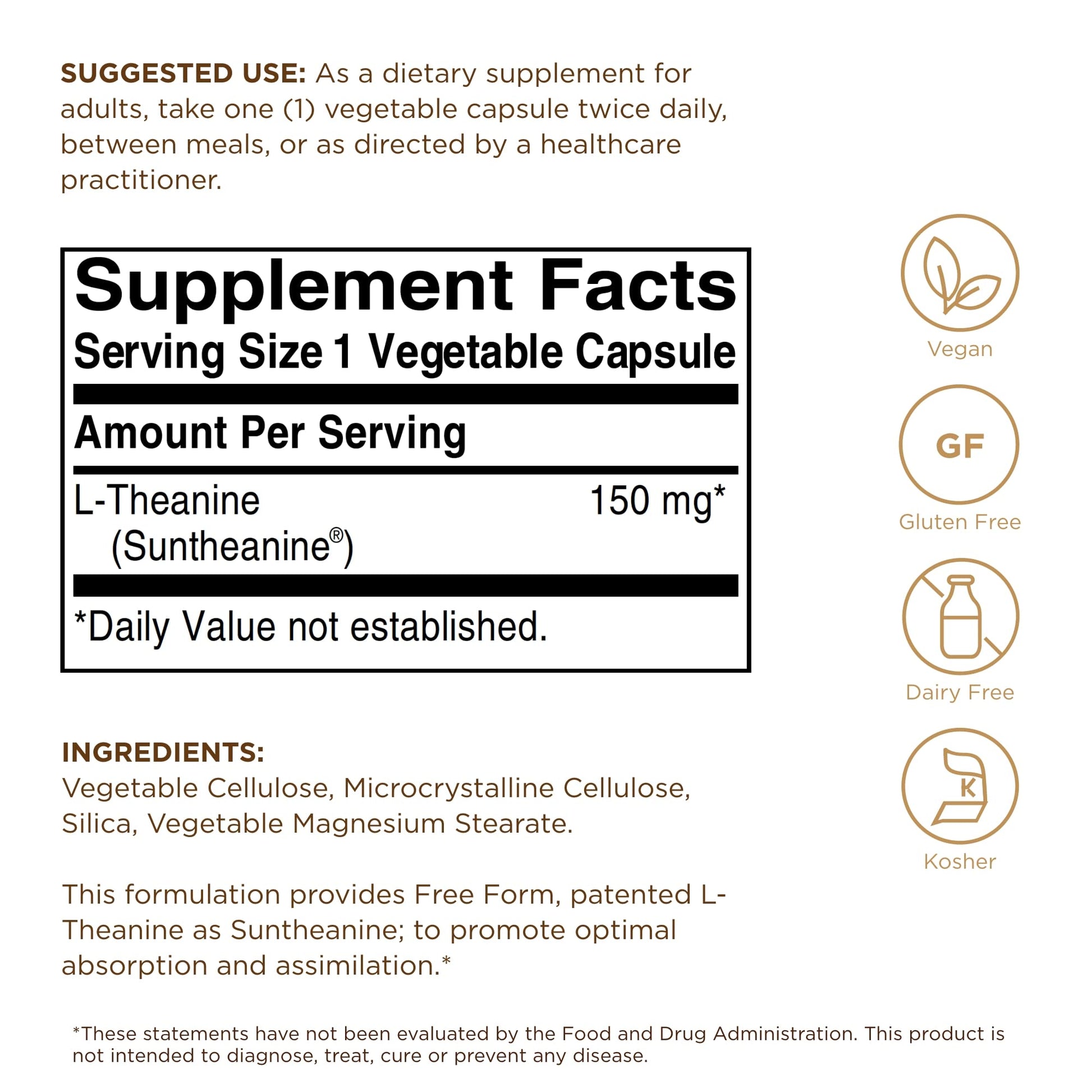 Solgar L-Theanine 150 mg - 60 Vegetable Capsules - Promotes Relaxation - Non-GMO, Vegan, Kosher & Gluten Free - 60 Servings - Medaid International