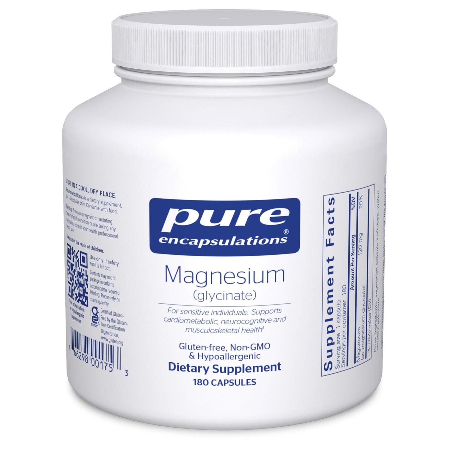 Pure Encapsulations Magnesium (Glycinate) - Supplement to Support Stress Relief, Sleep, Heart Health, Nerves, Muscles, and Metabolism* - with Magnesium Glycinate - 180 Capsules - Medaid International