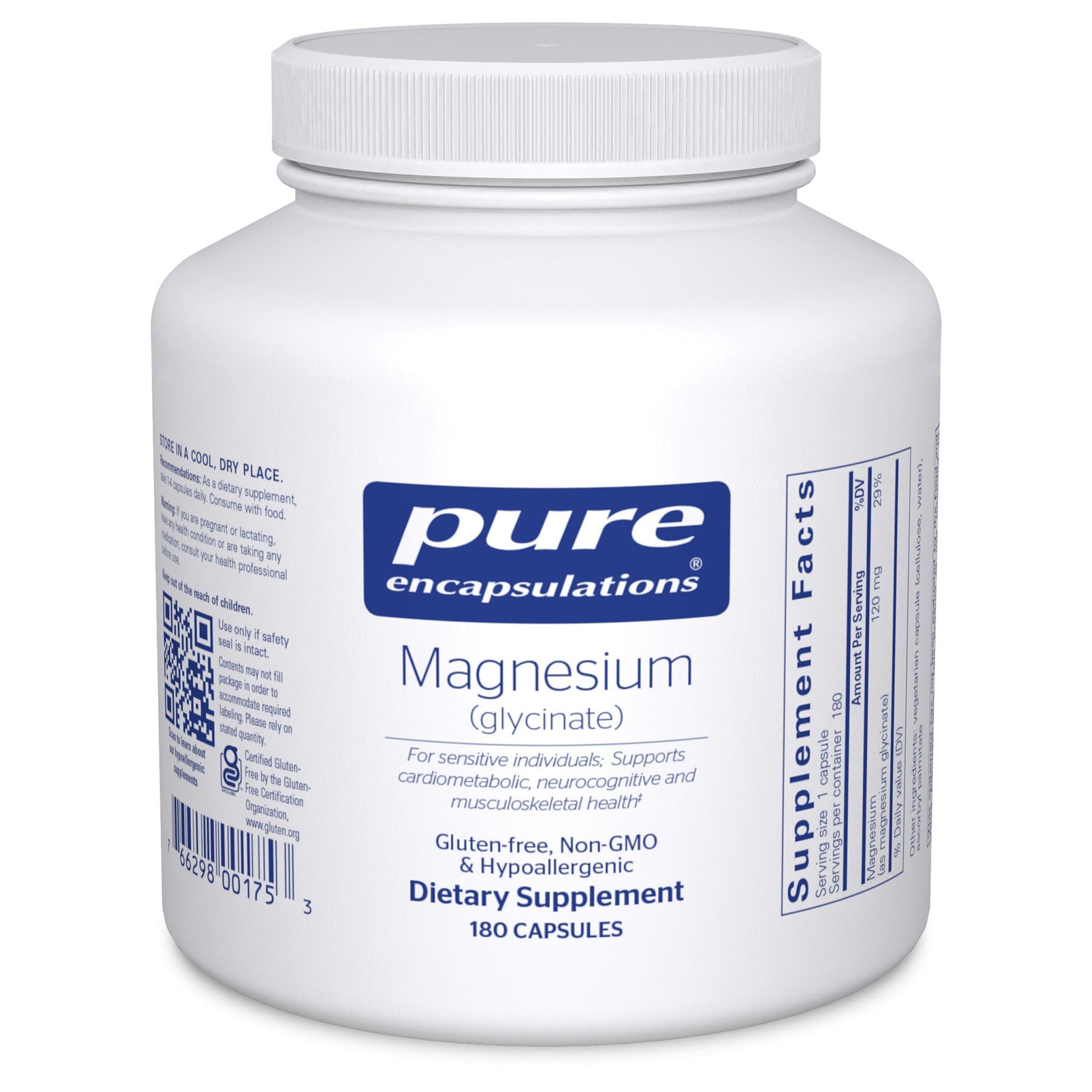 Pure Encapsulations Magnesium (Glycinate) - Supplement to Support Stress Relief, Sleep, Heart Health, Nerves, Muscles, and Metabolism* - with Magnesium Glycinate - 180 Capsules - Medaid International