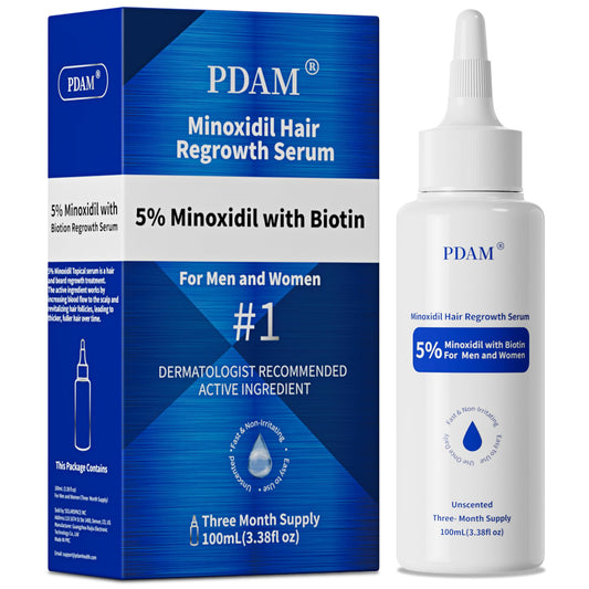 5% Minoxidil for Men, for Men & Women Hair with Biotin, Minoxidil for Beard Growth for Hair Loss to Hair Regrowth Get Thicker Fuller, Hair Loss Treatments for Women 100ml - Medaid International