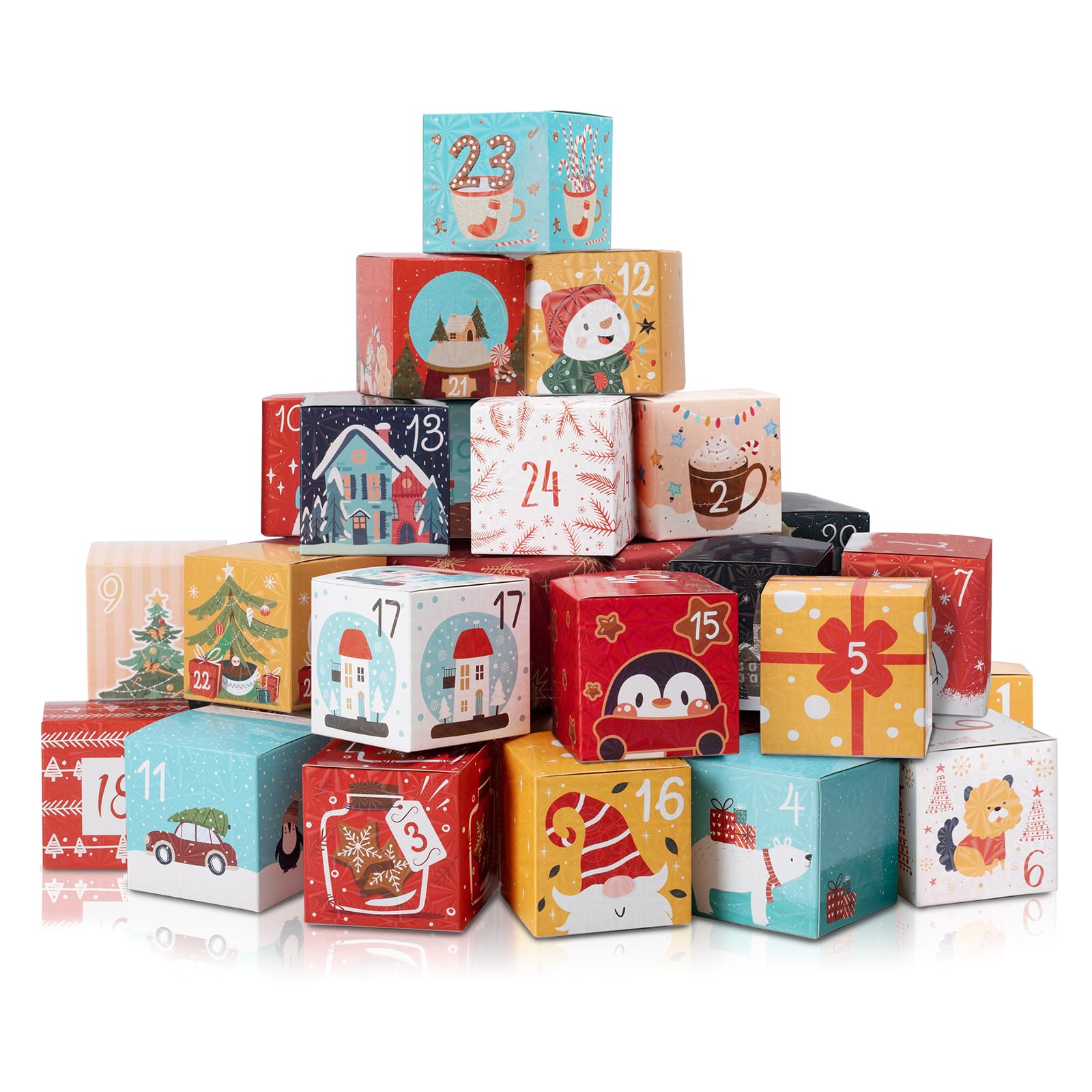 DIY Christmas Advent Calendar Boxes to Fill, 24 Empty Number Advent Calendar Boxes, 2025 Personalized Christmas Countdown Calendar Gift Boxes for Kids Family Friends, XMAS Holiday Decorations - Medaid International