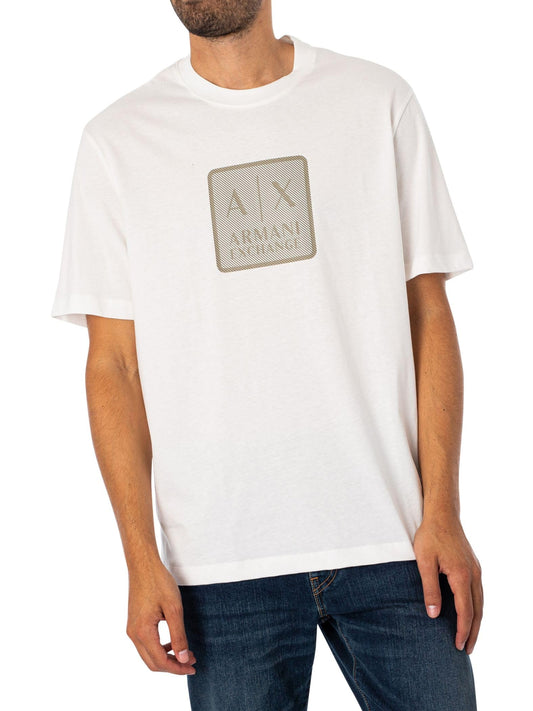Armani Exchange Men's Square A|X Logo Regular Fit Heavy Jersey Tee Off White, S - Medaid International