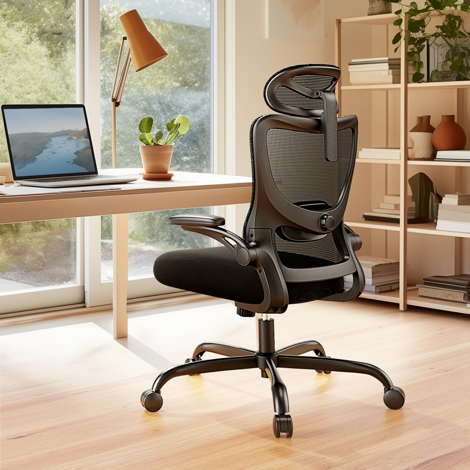 Marsail Ergonomic Office Chair: Office Computer Desk Chair with High Back Mesh and Adjustable Lumbar Support Rolling Work Swivel Task Chairs with Wheel 3D Armrests and Headrest - Medaid International