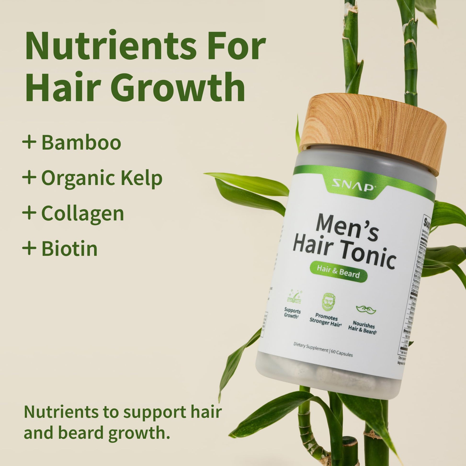 Hair Growth Supplement - Promotes Hair Regrowth, Stops Hair Loss & Boosts Beard Growth with Biotin, Kelp, Bamboo & More for Skin, Nails & Hair (60 Capsules) - Medaid International