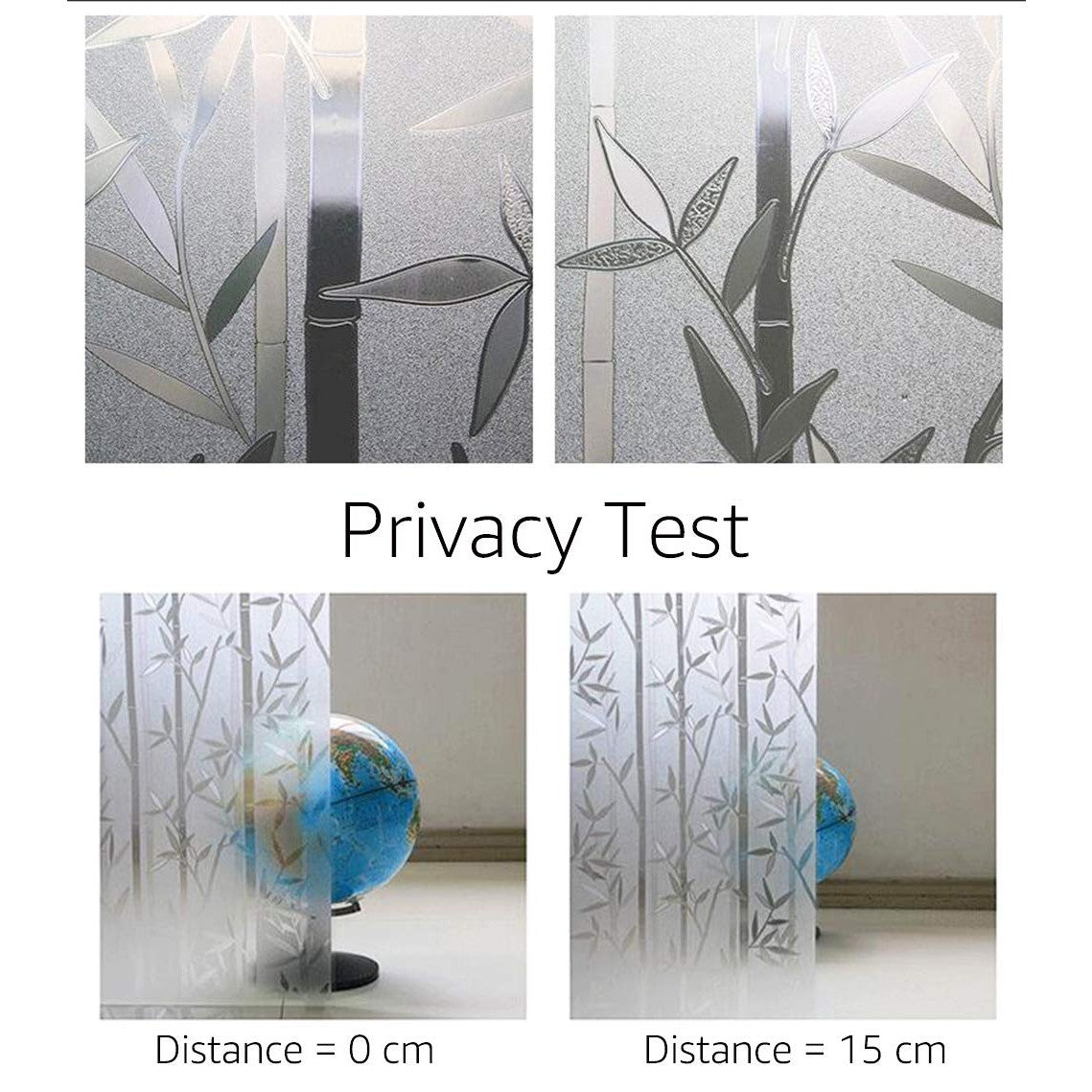Niviy Bamboo Privacy Film - Frosted Window Sticker, Decorative Cling, Non-Adhesive Removable Glass Coverings for Bathroom, Kitchen, Office - 17.7 x 118 Inches - Medaid International