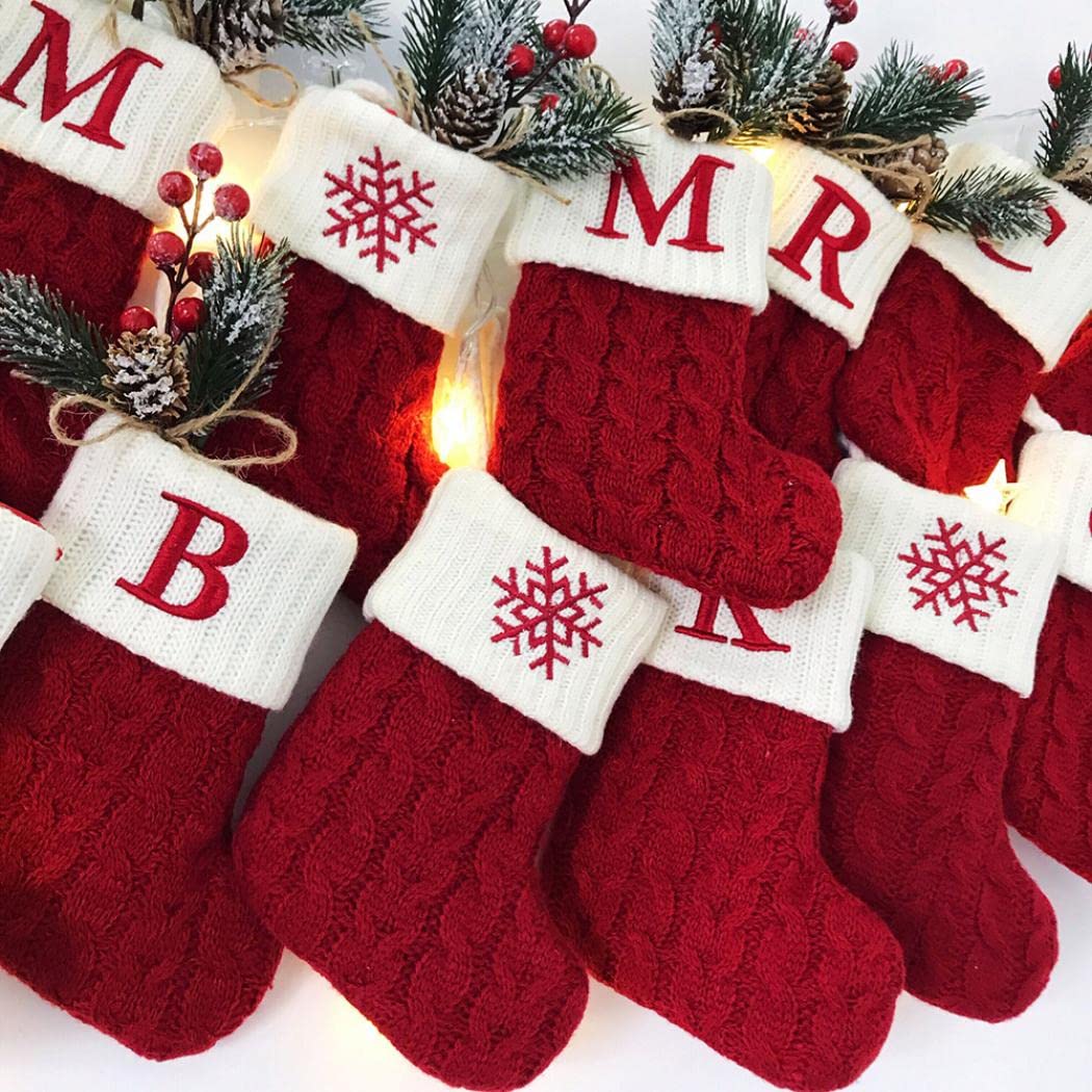 Christmas Stocking with 26 Letter, Initial Embroidered Mini Cute Christmas Stockings Cotton Cord with White Super Soft Plush Cuffs Christmas Decorations, 5.5 * 7.1 in (A) - Medaid International