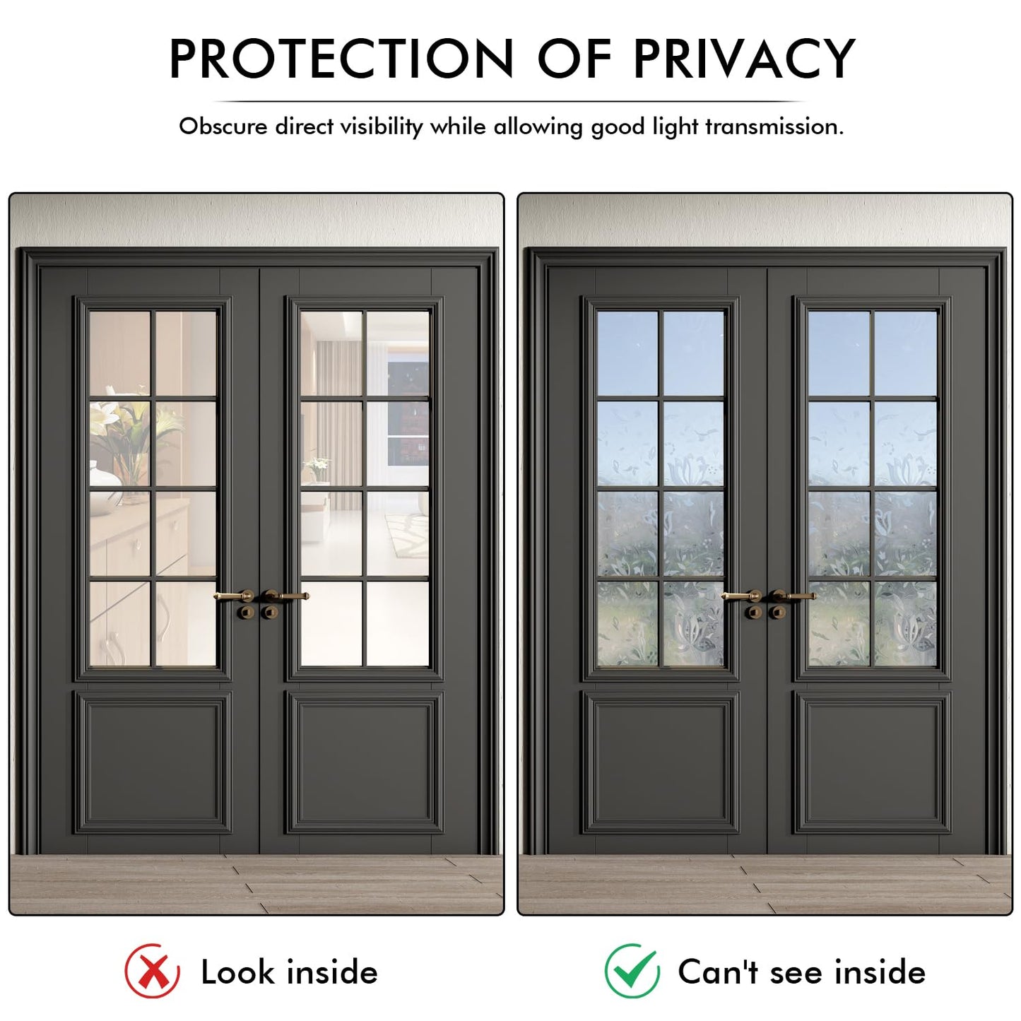 Arthome Window Privacy Film,17.5x100 Inch Stained Glass Window Film Heat Control UV Blocking, Static Cling Non-Adhesive Reusable Decorative Window Sticker for Bathroom Home Office - Medaid International