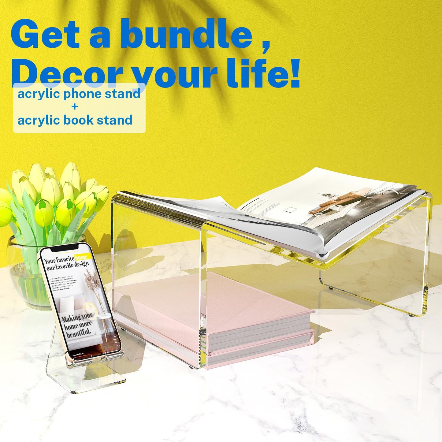 Crpich Acrylic Cell Phone Stand, Portable Clear Phone Stand for Desk, Compatible with Phone16 15 14 13 Pro Max Mini 12 11 Plus SE, Switch, Android Smartphone, Pad, Tablet, Desk Accessories - Medaid International