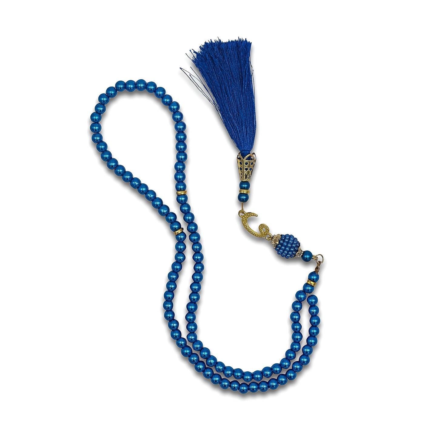 ESERRA Muslim Prayer Rug, 99 Prayer Beads and Prayer Cap Included, Prayer Mats Muslim for Praying Men, Women, and Kids, Prayer Set, Prayer Rugs Islam (Blue) - Medaid International