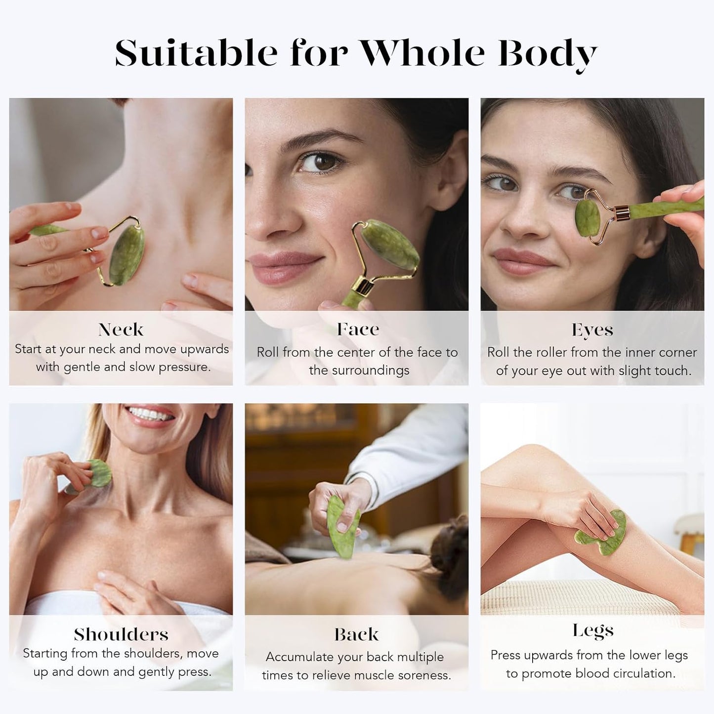 BAIMEI IcyMe Gua Sha & Jade Roller Facial Tools Face Roller and Gua Sha Set for Puffiness and Redness Reducing Skin Care Routine, Self Care Gift for Men Women - Green - Medaid International