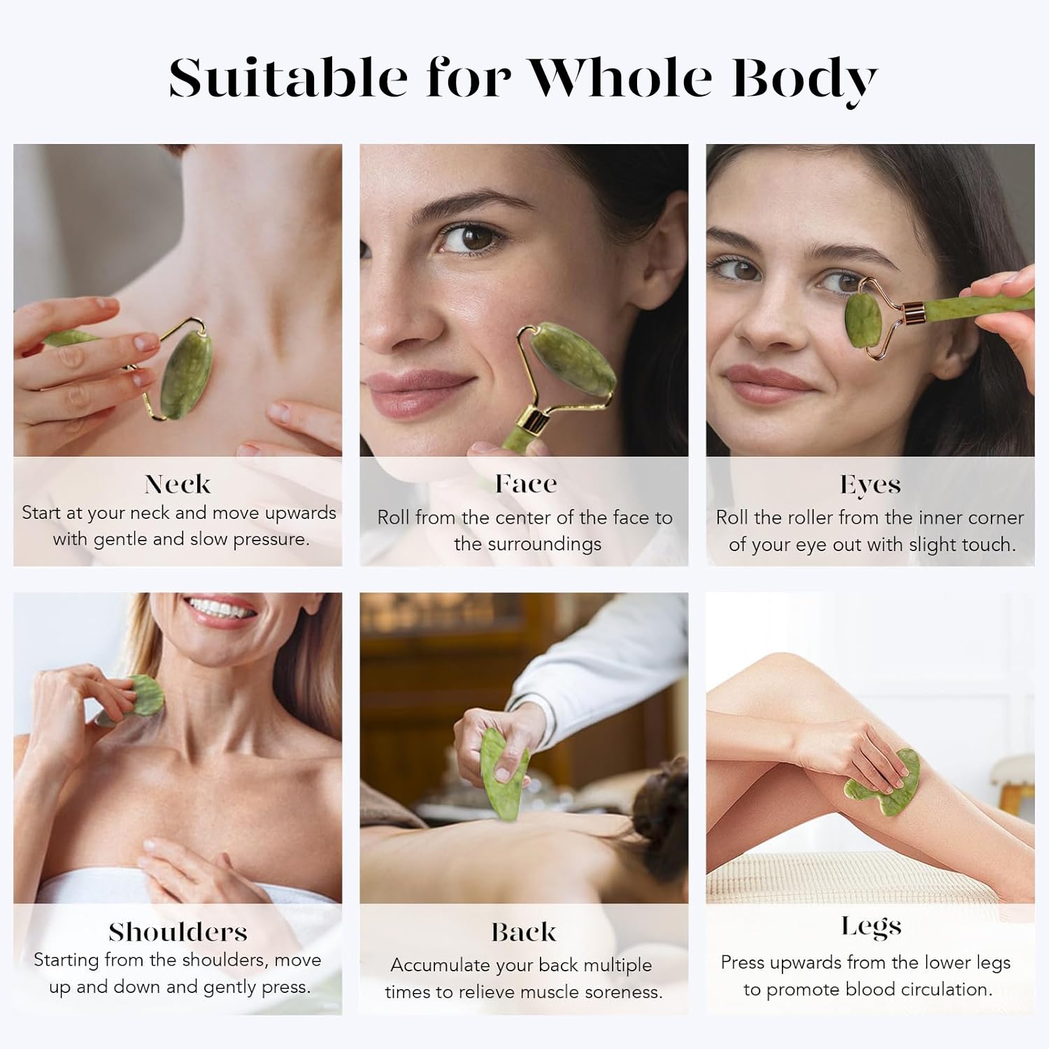 BAIMEI IcyMe Gua Sha & Jade Roller Facial Tools Face Roller and Gua Sha Set for Puffiness and Redness Reducing Skin Care Routine, Self Care Gift for Men Women - Green - Medaid International