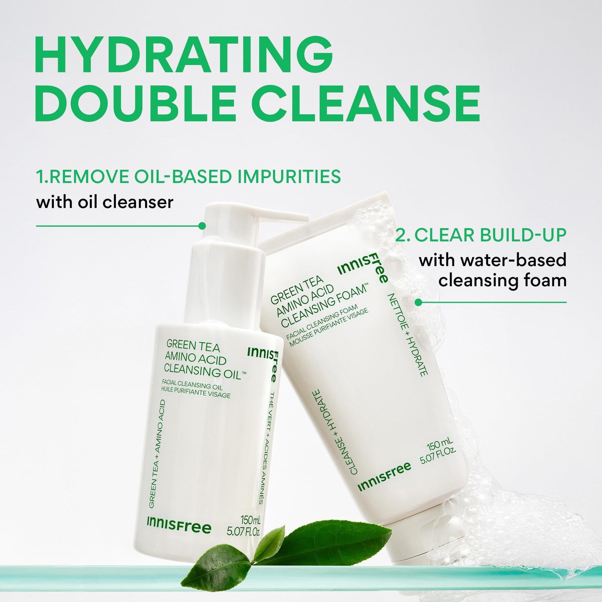 innisfree Green Tea Amino Acid Cleansing Foam, Sulfate-Free Hydrating Korean Face Wash, Gentle Lather, pH-Balanced Skincare - Medaid International
