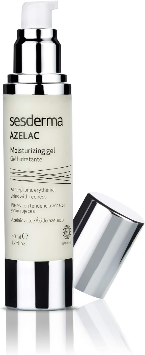 Sesderma Azelac Moisturizing gel - 50 ml | Daily Moisturiser for Sensitive Skin | Rosacea Skin | Oily Combination Skin | Redness | Green Pigment | Hides Redness | 50ml - Medaid