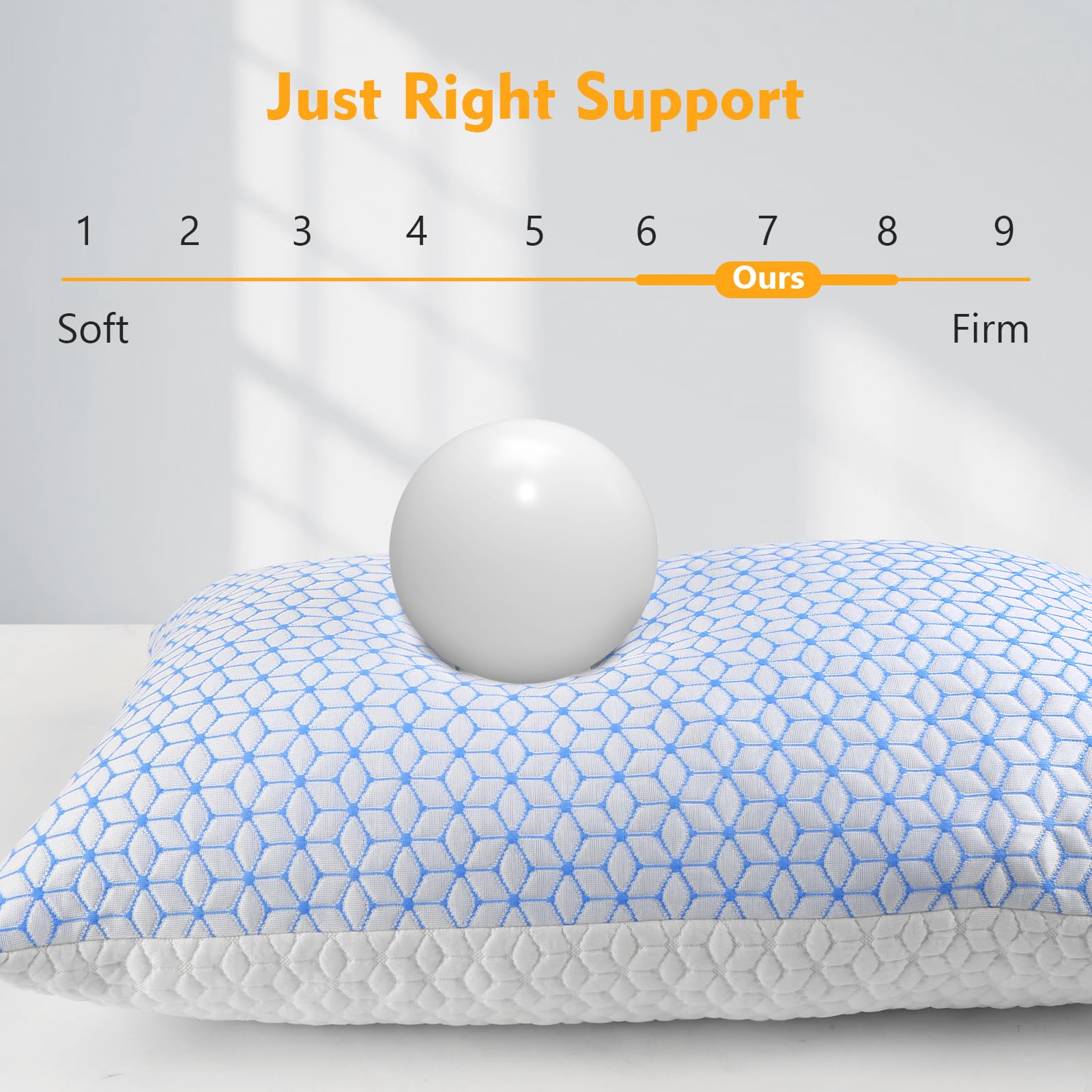 Love Attitude Shredded Memory Foam Pillows King Size Set of 2, Cooling Pillow Firm and Soft Adjustable for Side Back Stomach Sleepers - Medaid International