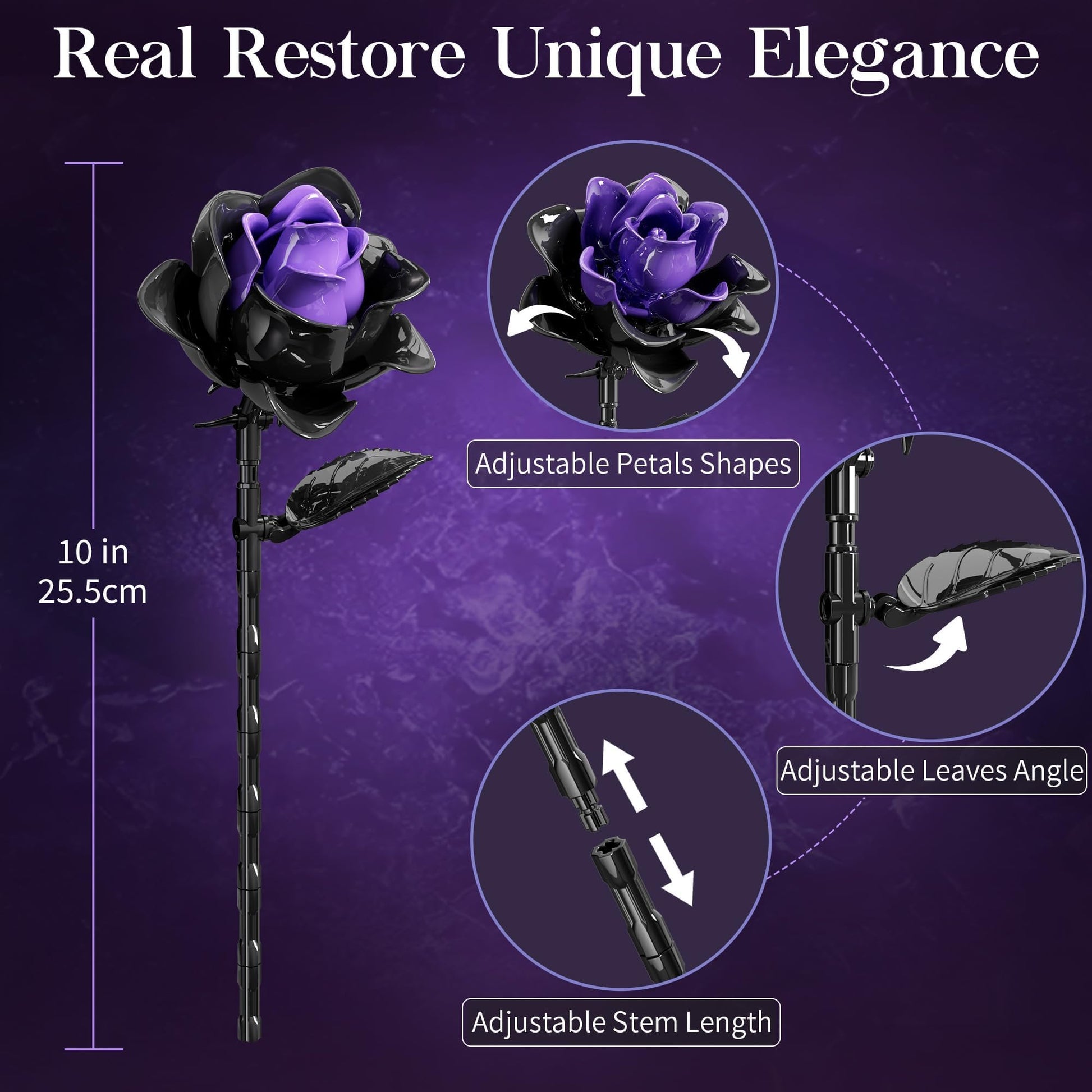 Advent Calendar 2025 for Adults Teens, 12 Purple Rose Flower Bouquet Building Blocks, 24 Days Surprise Christmas Countdown Calendar with 822 PCS Gothic Artificial Flowers Home Decor for Women Men Teen - Medaid International