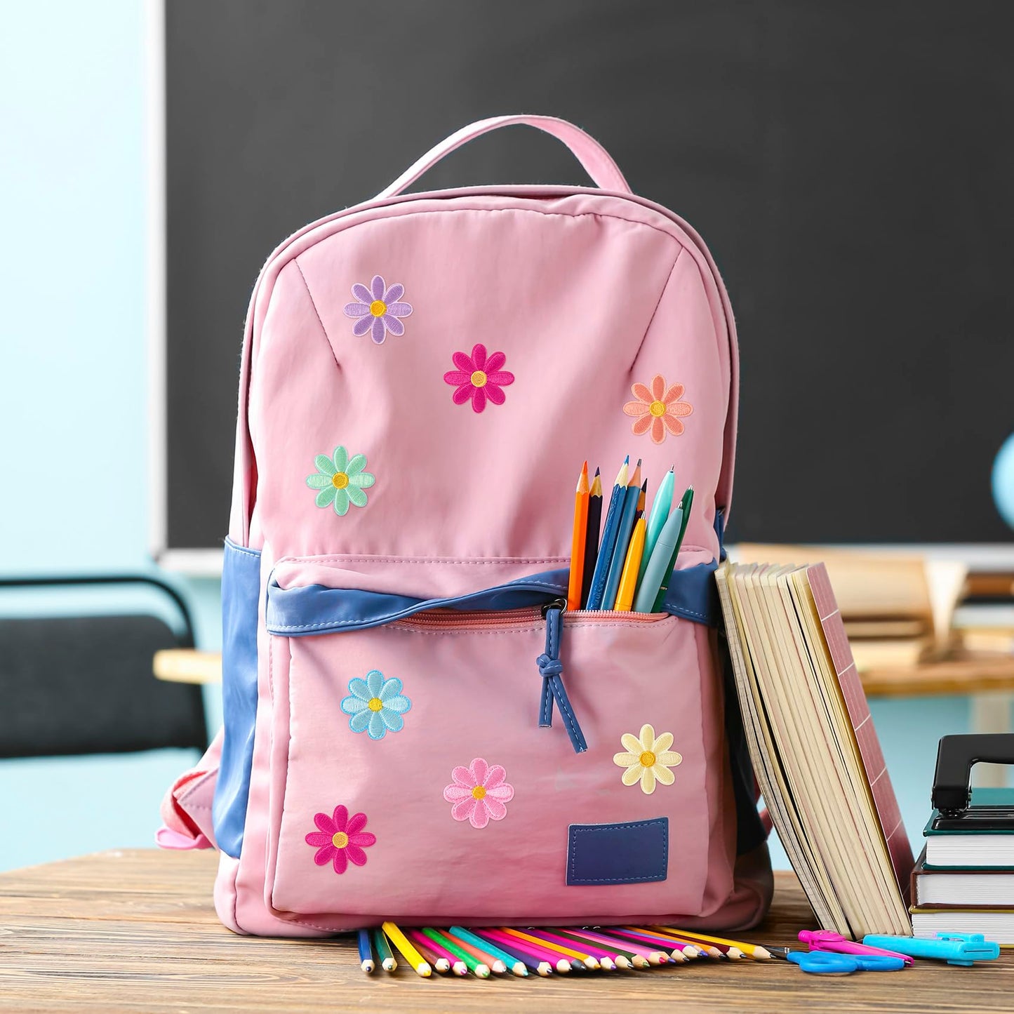 14 Pcs Flower Iron on Patches, Cute Daisy Flower Applique Patch, Sew On Embroidered Applique Sewing Patches for Bags, Jackets, Jeans, Clothes DIY Patches, 1.57x1.57inch, 7 Colors - Medaid International