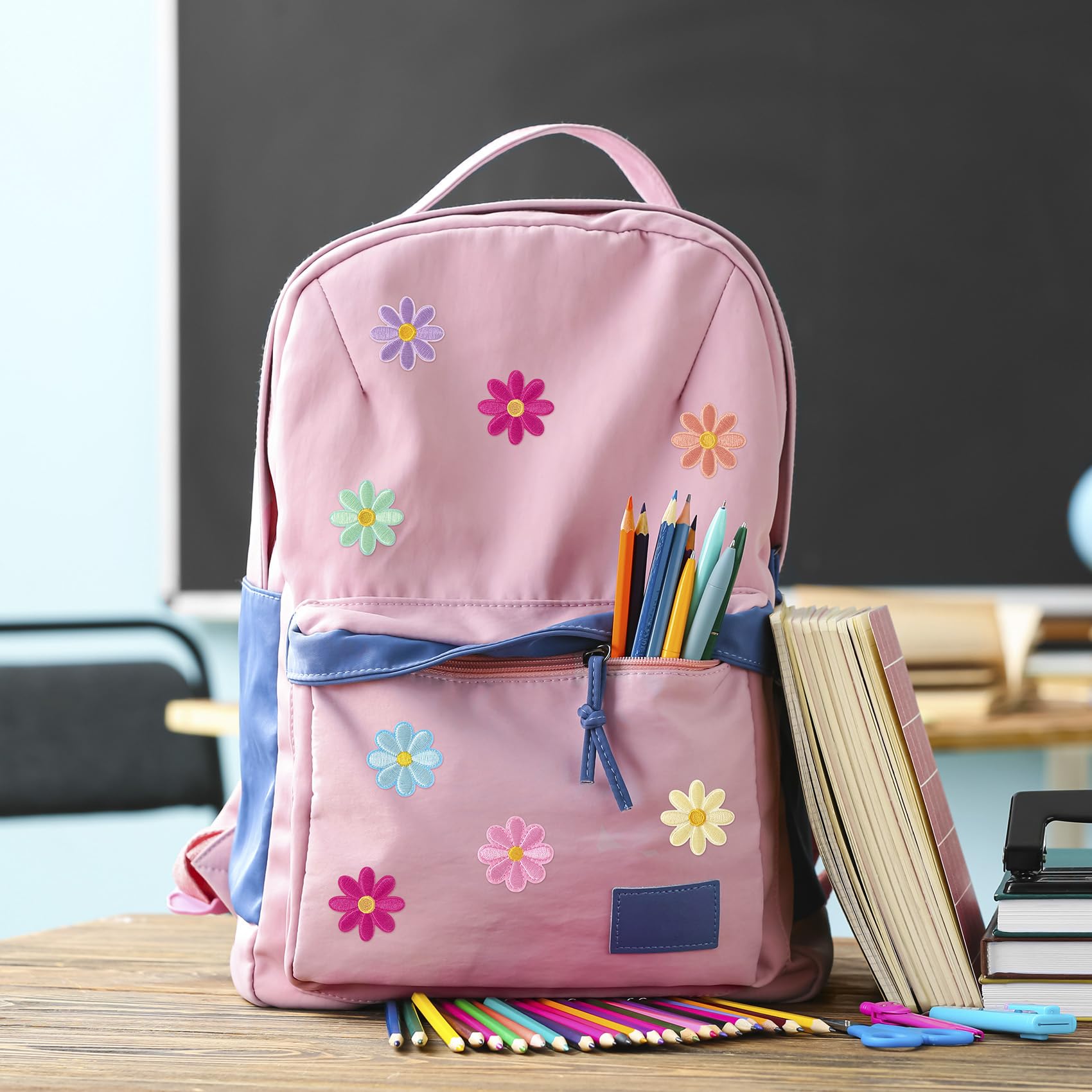 14 Pcs Flower Iron on Patches, Cute Daisy Flower Applique Patch, Sew On Embroidered Applique Sewing Patches for Bags, Jackets, Jeans, Clothes DIY Patches, 1.57x1.57inch, 7 Colors - Medaid International