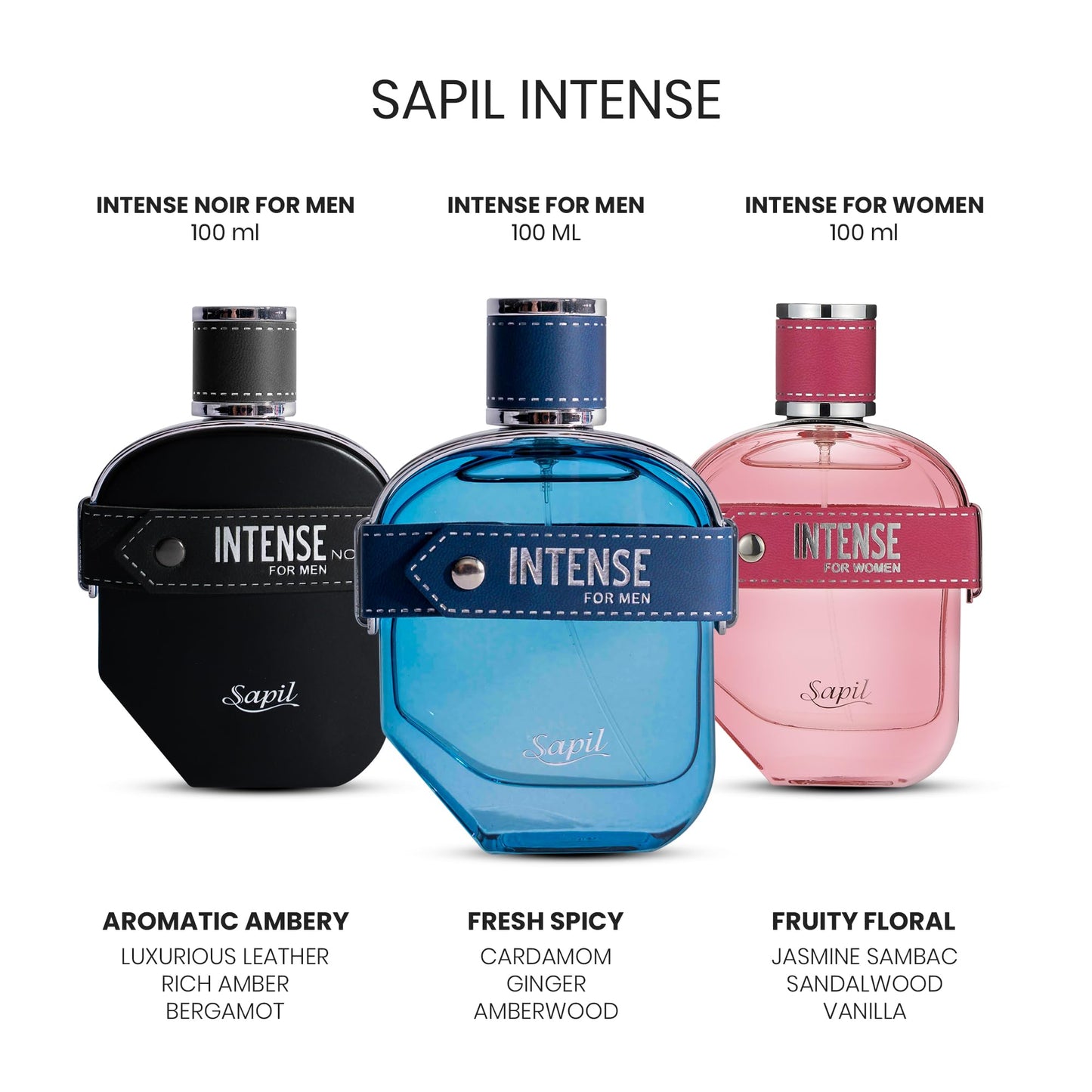 Sapil Intense Aromatic Spicy Men's Eau de Toilette with Lemon, Ginger & Vetiver – Long-Lasting, Bold & Masculine Fragrance for All Seasons & Occasions (100ml / 3.4oz) - Medaid International