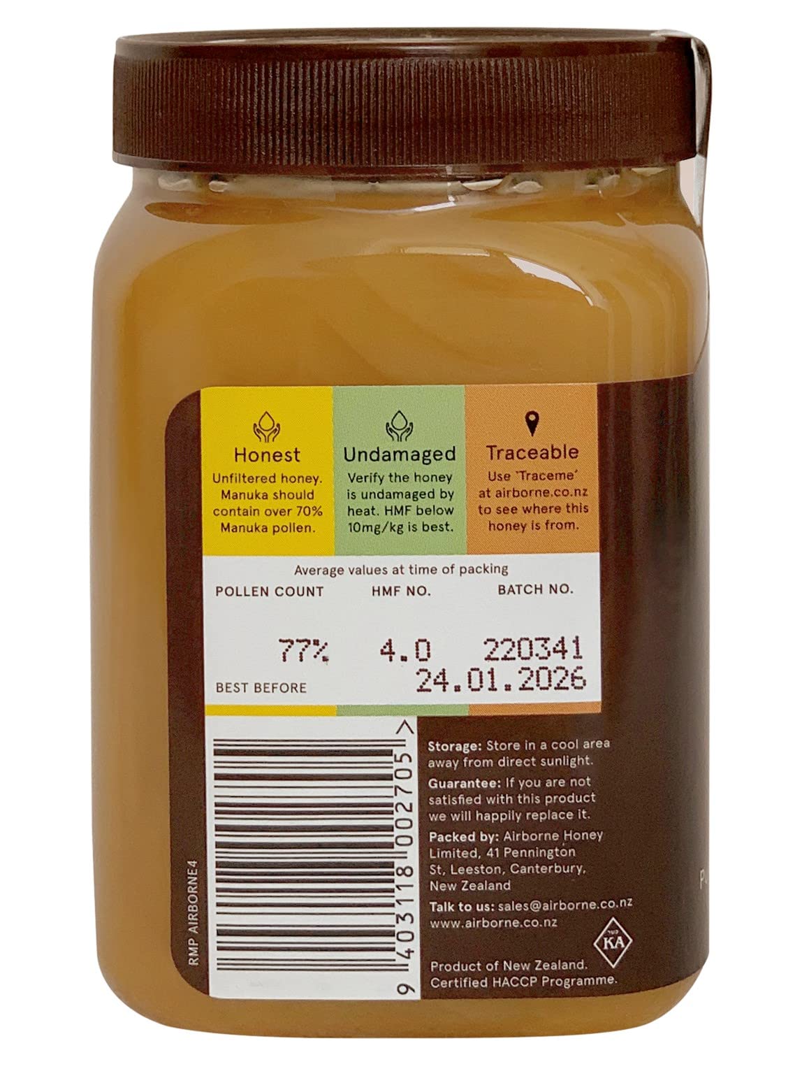Airborne Manuka Honey Monofloral 70+, 100% Pure New Zealand Honey. Certified. Guaranteed. RAW. Non-GMO (17.85 oz) - Medaid International
