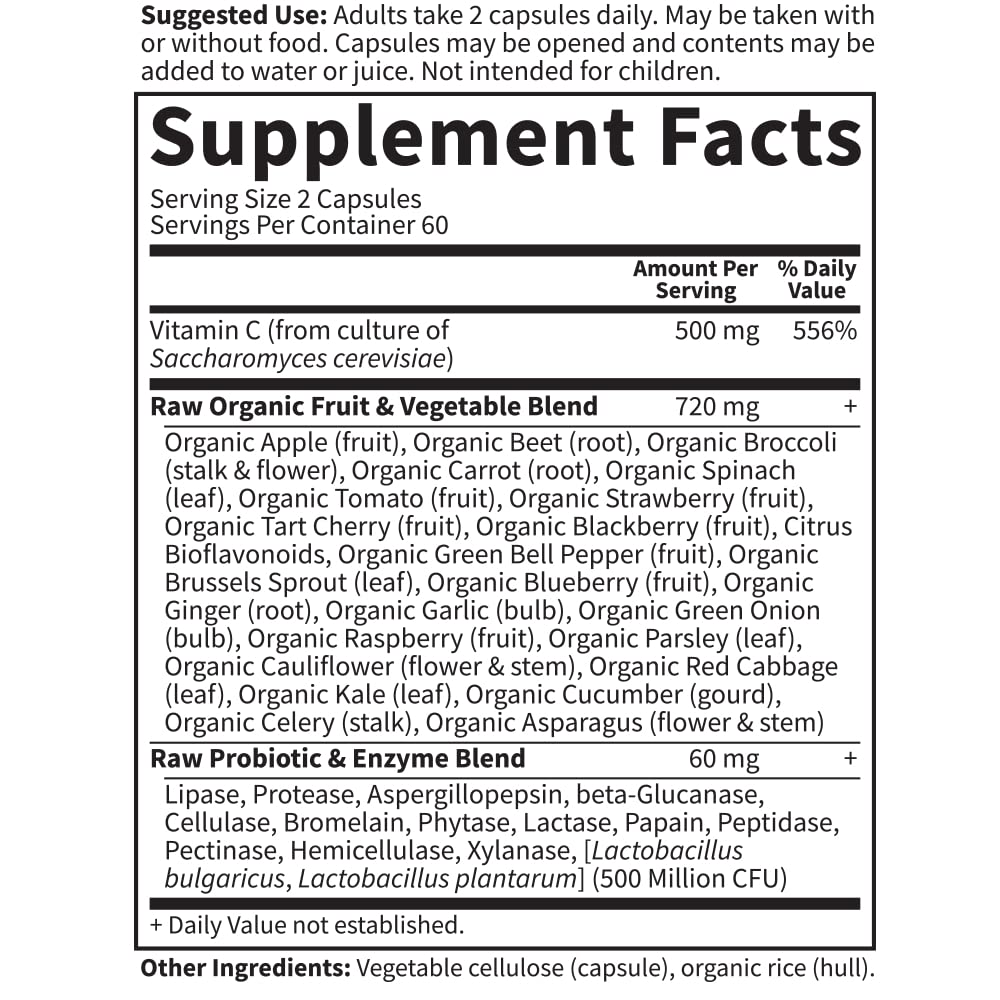 Garden of Life Vitamin Code Raw Vitamin C - 120 Capsules, 500mg Whole Food Vitamin C Capsules + Fruit & Veggie Blend & Probiotics, Supplements for Adults, Vegan, Gluten Free - Medaid International