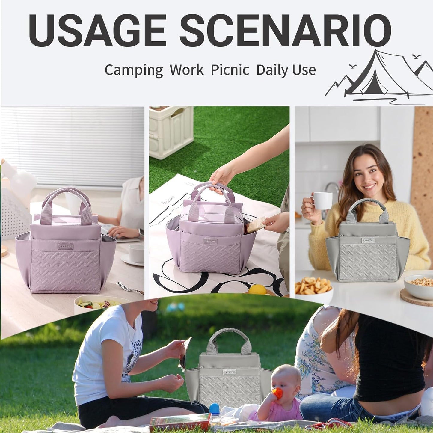 Miila Lunch Bag and Insulated Cooler Bag with Adjustable Shoulder Strap