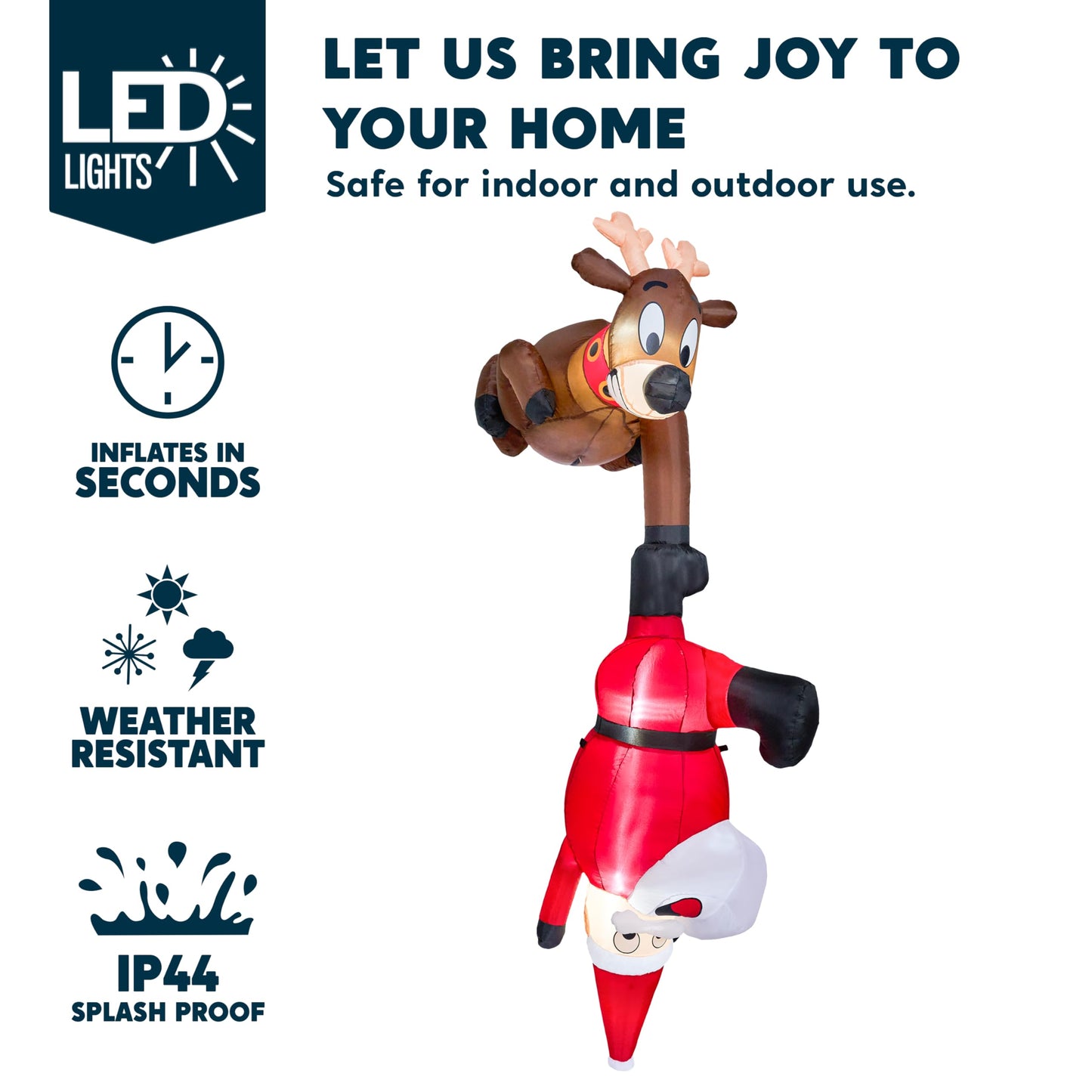 Joiedomi 8 FT Hanging Christmas Inflatables Decoration, Christmas Inflatable Reindeer and Climbing Santa, Blow Up Santa with Build-in LED for Xmas Party Indoor, Outdoor, Yard, Garden, Lawn Decor - Medaid International