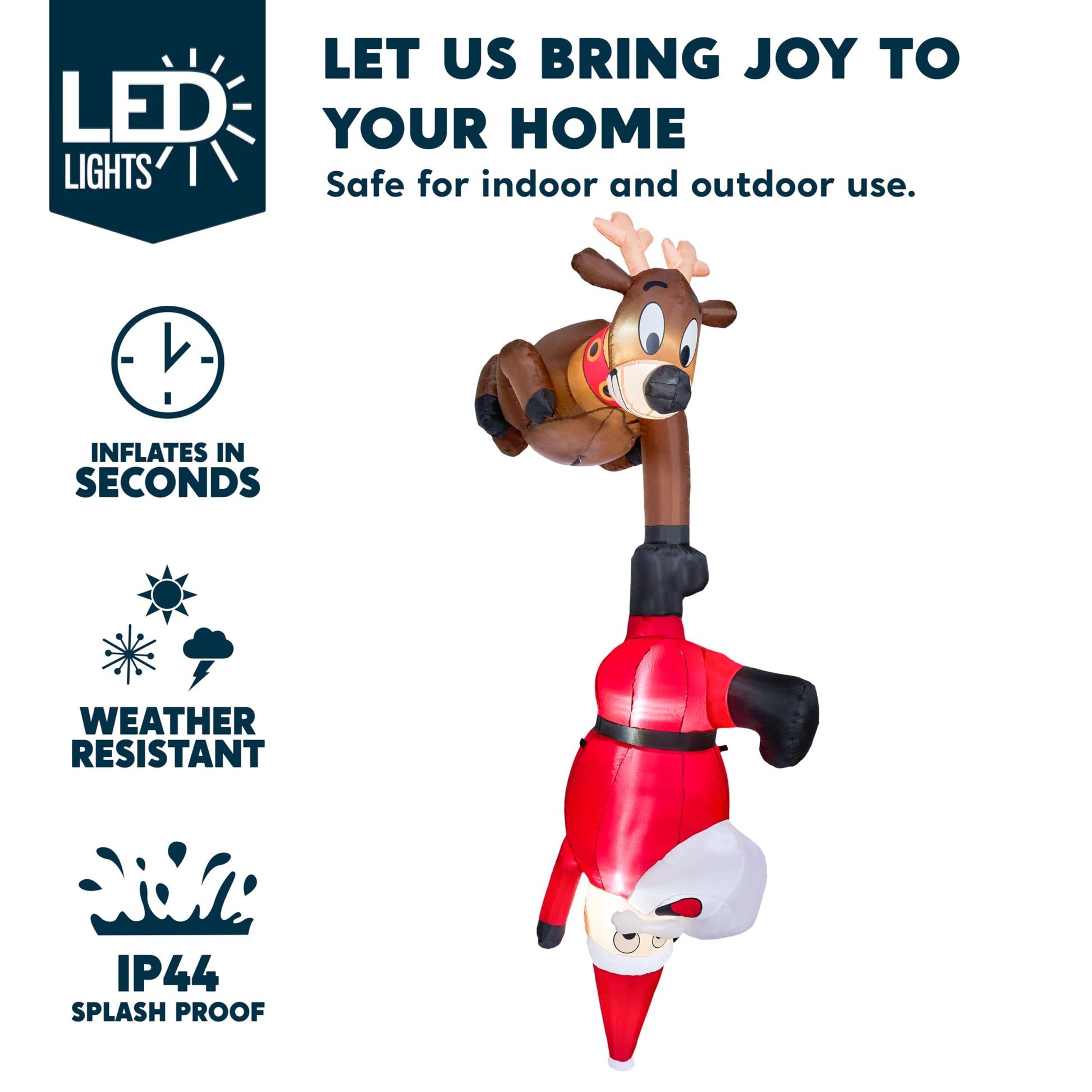 Joiedomi 8 FT Hanging Christmas Inflatables Decoration, Christmas Inflatable Reindeer and Climbing Santa, Blow Up Santa with Build-in LED for Xmas Party Indoor, Outdoor, Yard, Garden, Lawn Decor - Medaid International