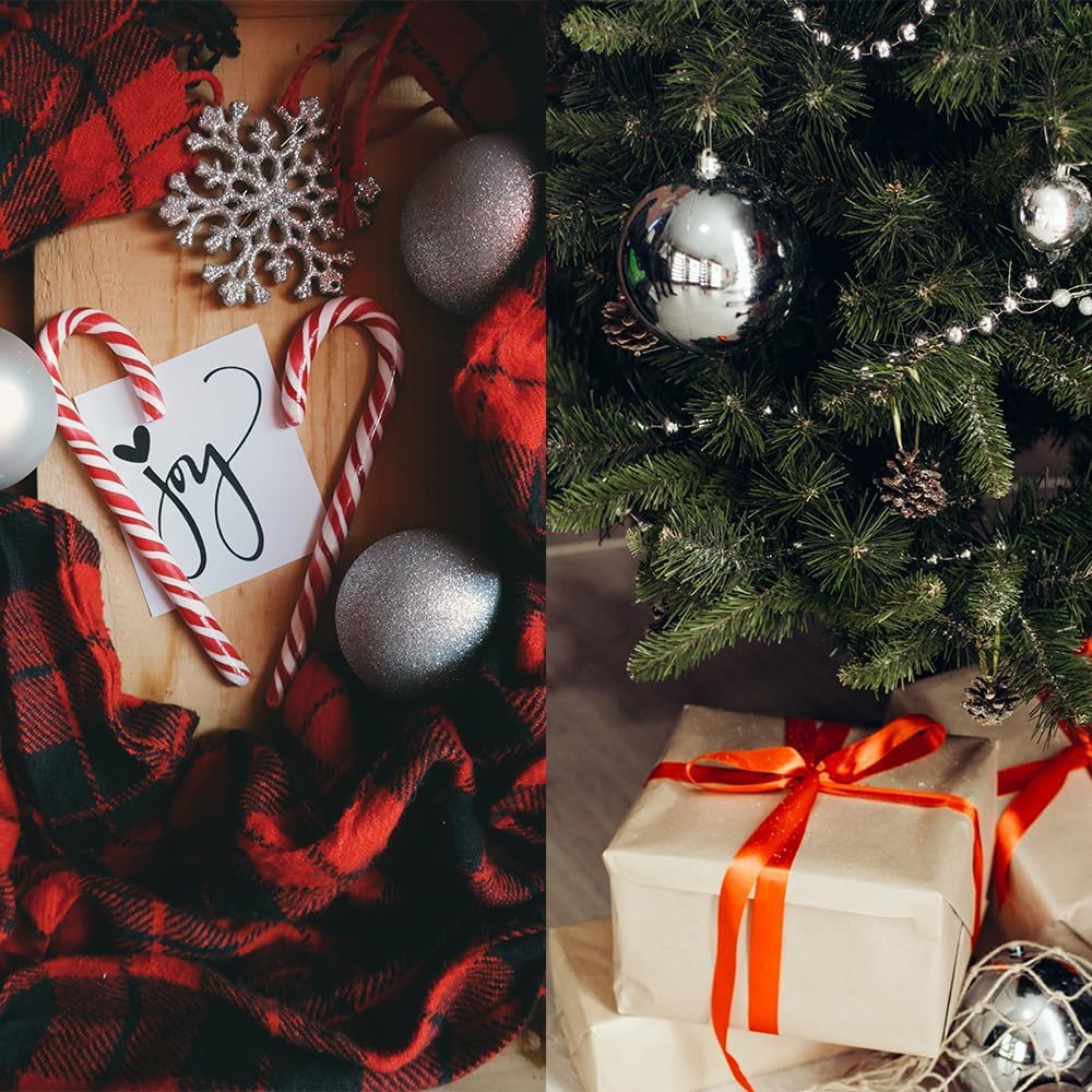 24Pcs Christmas Ornament Balls Set - 12 Glossy, 6 Matte & 6 Glittered Shatterproof Plastic Hanging Decorations for Xmas Tree (Silvery) Festive Holiday Decorative Accessories - Medaid International