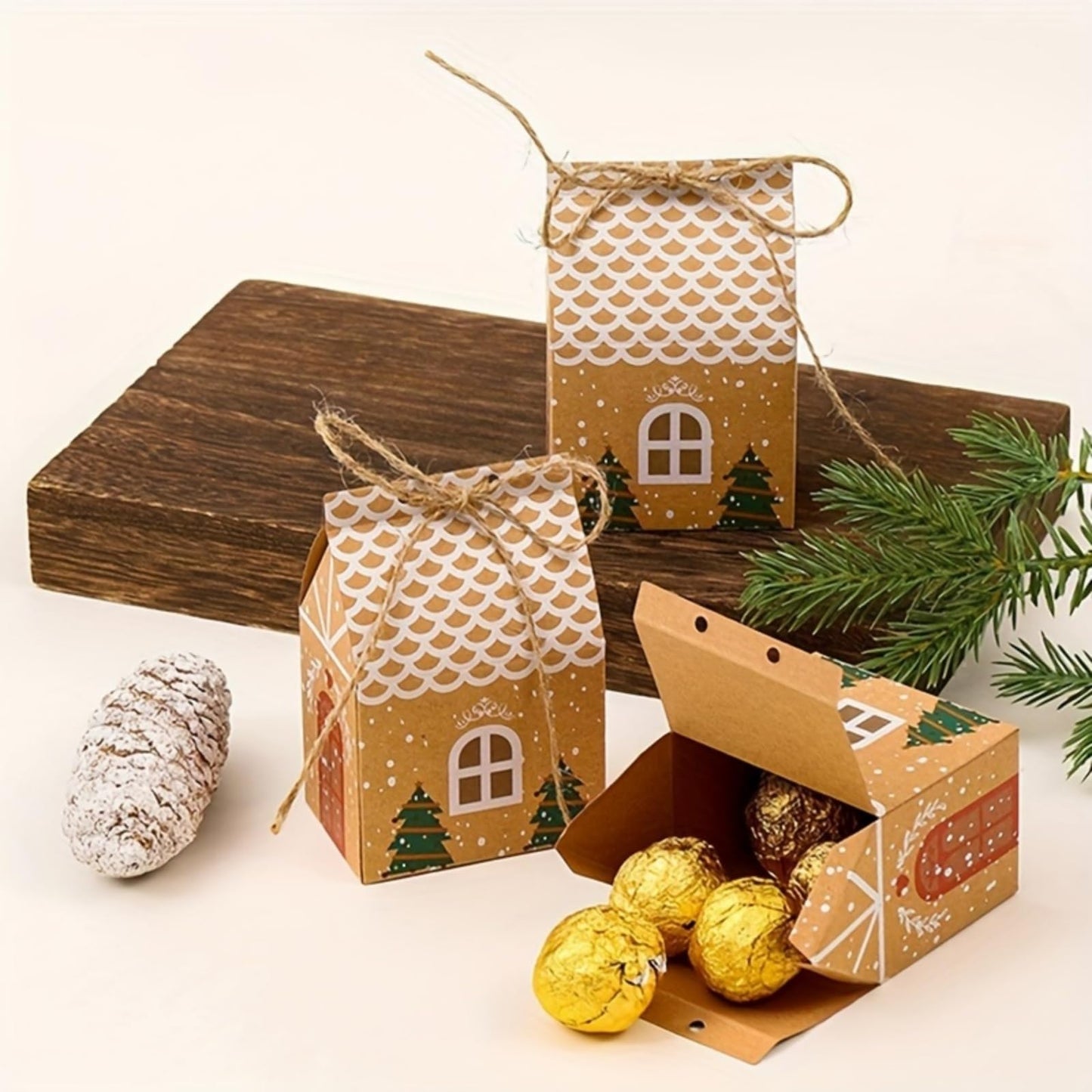 24PCS Christmas Cow Paper Boxes - Mini House Shaped Gift Bags | Party Favors, Wedding Favor Boxes | Winter Christmas New Year Gifts, Festive Essentials - Medaid International