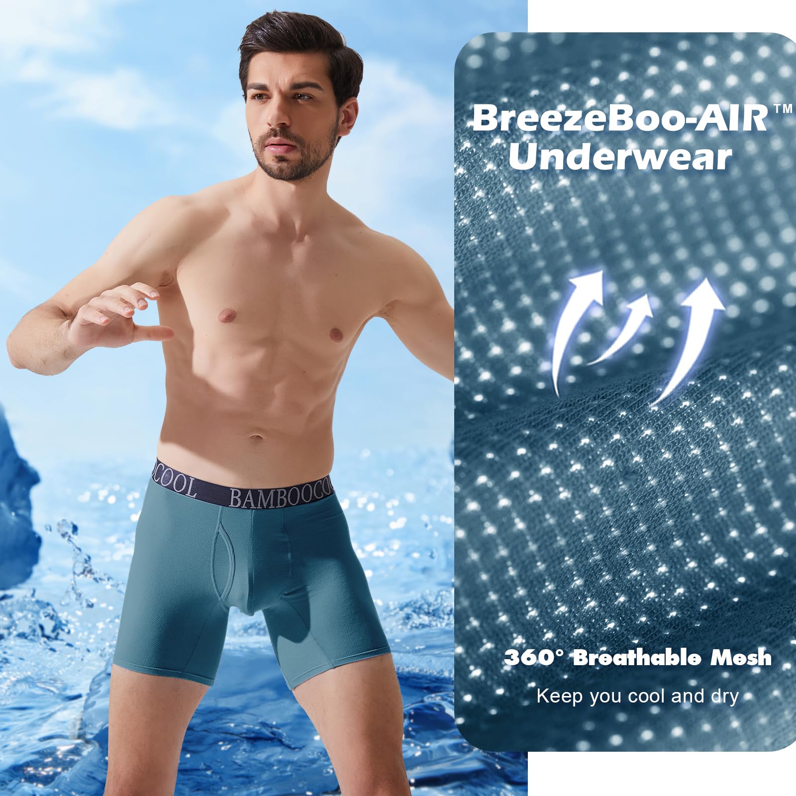 BAMBOO COOL Men's 360° Breathable Mesh Underwear Moisture-Wicking Boxer Briefs Cooling Performance,Multipack - Medaid International