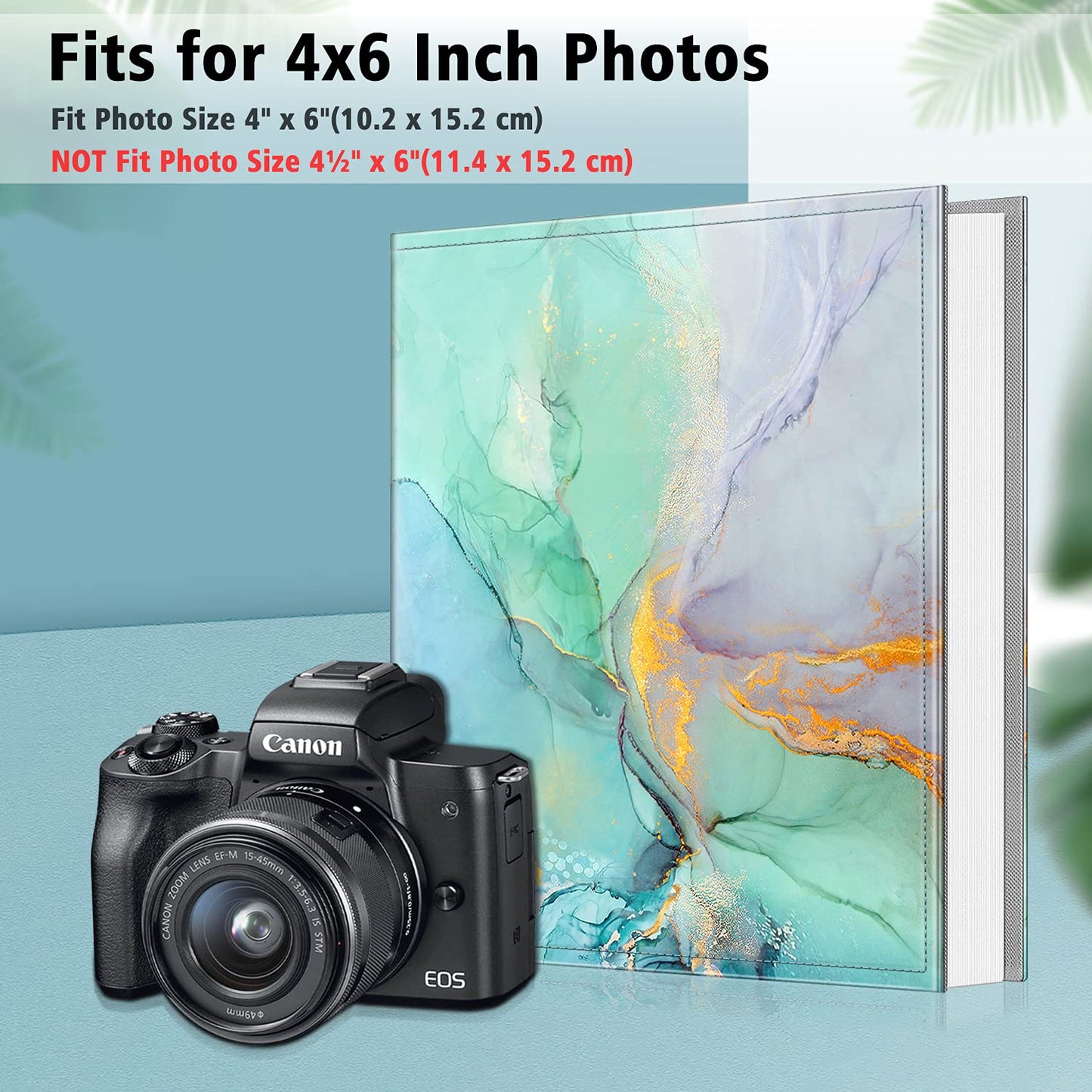 Fintie Photo Album 4x6 Photos - 600 Pockets Large Capacity Albums Book Cover for Family Wedding Anniversary Baby Vacation Pictures, Emerald Marble - Medaid International