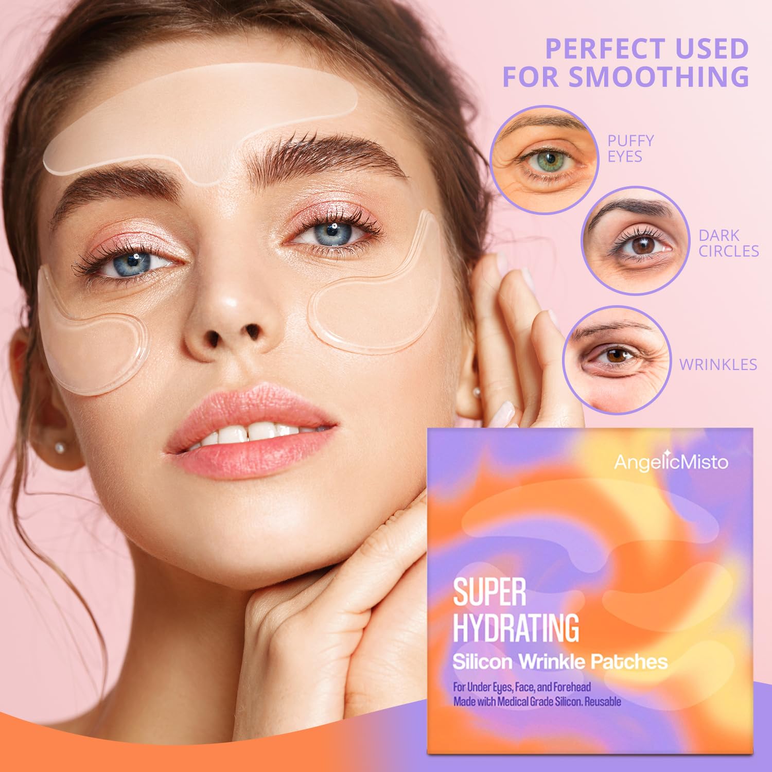 AngelicMisto Reusable Silicone Patches for Under Eye, Face and Forehead Wrinkles - Medaid International
