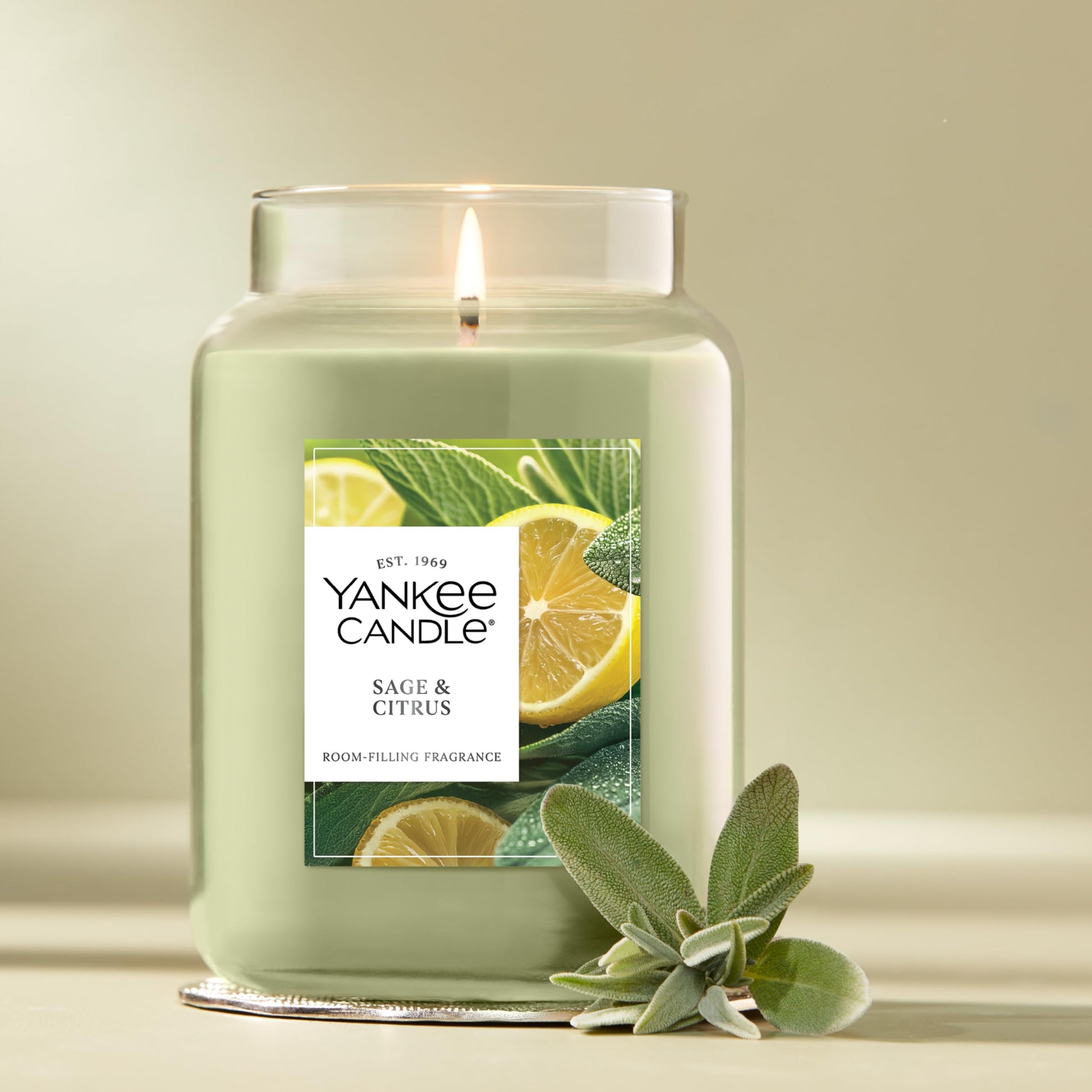 Yankee Candle Sage & Citrus Scented Candle, 22oz Large Jar with up to 150 Hour Burn Time, Giftable, Birthdays - Medaid International