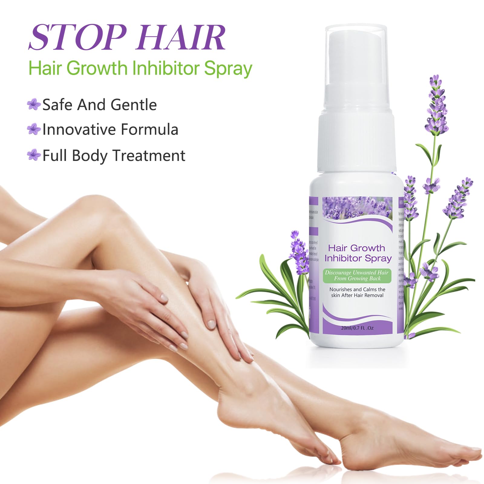 Hair Inhibitor for Face, Permanent Hair Growth Inhibitor Non-Irritating Stop Hair Growth for Body, Bikini, Arm, Armpit, Leg, Slows Hair Regrowth Lavender Flavor - Medaid International