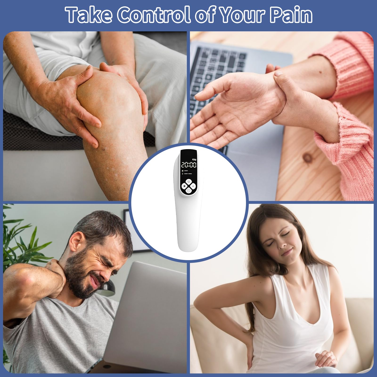 Cold Laser Therapy Device, 2-in-1 Laser Therapy Device for Pain Relief, Near Infrared Light Therapy, Laser Therapy Machine for Knee, Shoulder, Back, Muscle & Joint Pain Relief(4 * 808nm+12 * 650nm) - Medaid International