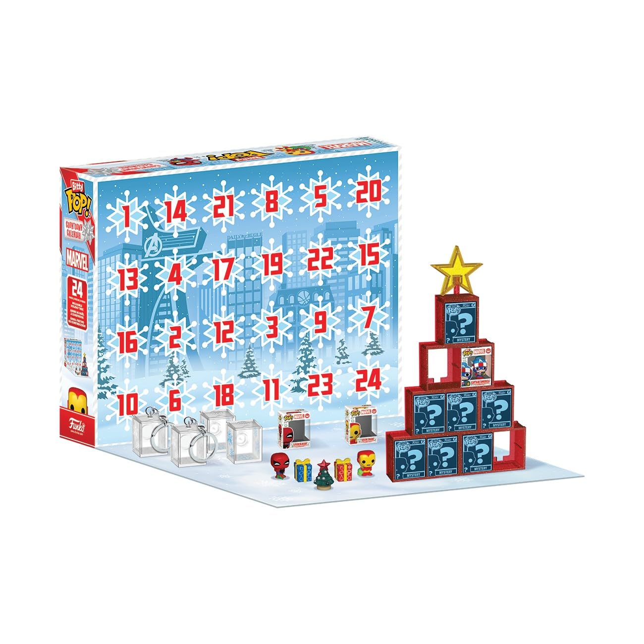 Funko Pop! Bitty Countdown Calendar: Marvel Comics - 24 Days of Surprises - Collectible Vinyl Mini Figures - Mystery Box - Gift Idea - Holiday Present for Kids - Christmas or Birthday Countdown - Medaid International