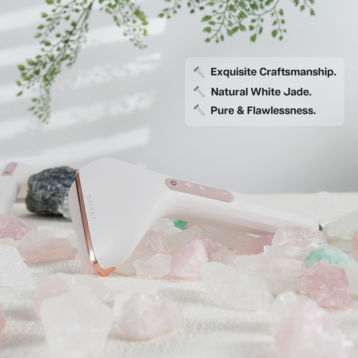 VRAIKO Aurora-X Handheld Gua Sha Device, White Jade Neck Face Massager with Thermal, Vibration and Acupressure Tail, for Face Sculpting Anti-Aging and Relaxation at Home - Medaid International