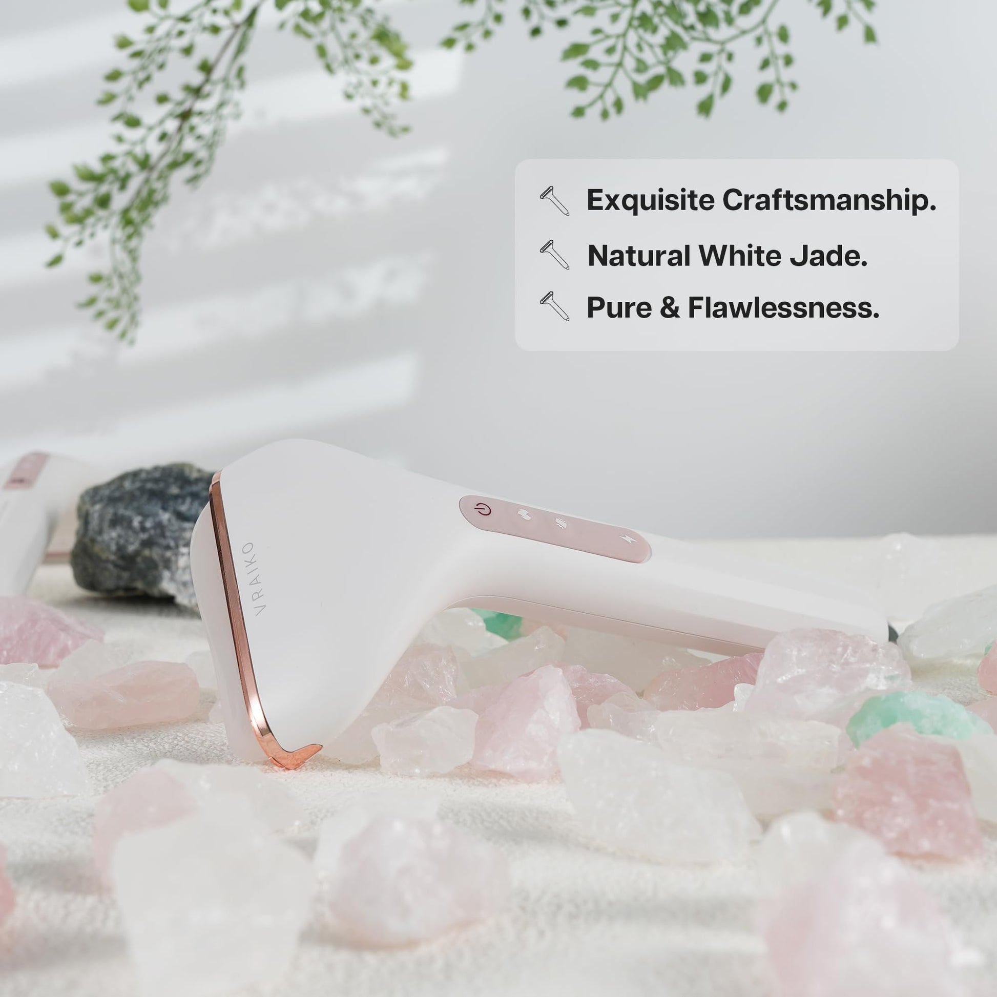 VRAIKO Aurora-X Handheld Gua Sha Device, White Jade Neck Face Massager with Thermal, Vibration and Acupressure Tail, for Face Sculpting Anti-Aging and Relaxation at Home - Medaid International