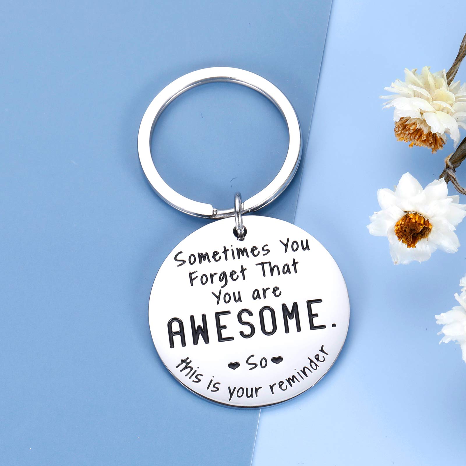 SYGUNAR Funny Inspirational Keychain Gifts Birthday Christmas Gifts for Best Women Men Friend BFF Him Her Thank You Gift for Coworker Boss Graduation Gift for Daughter Son Students Thanksgiving Key Chain, Silver, Small - Medaid International